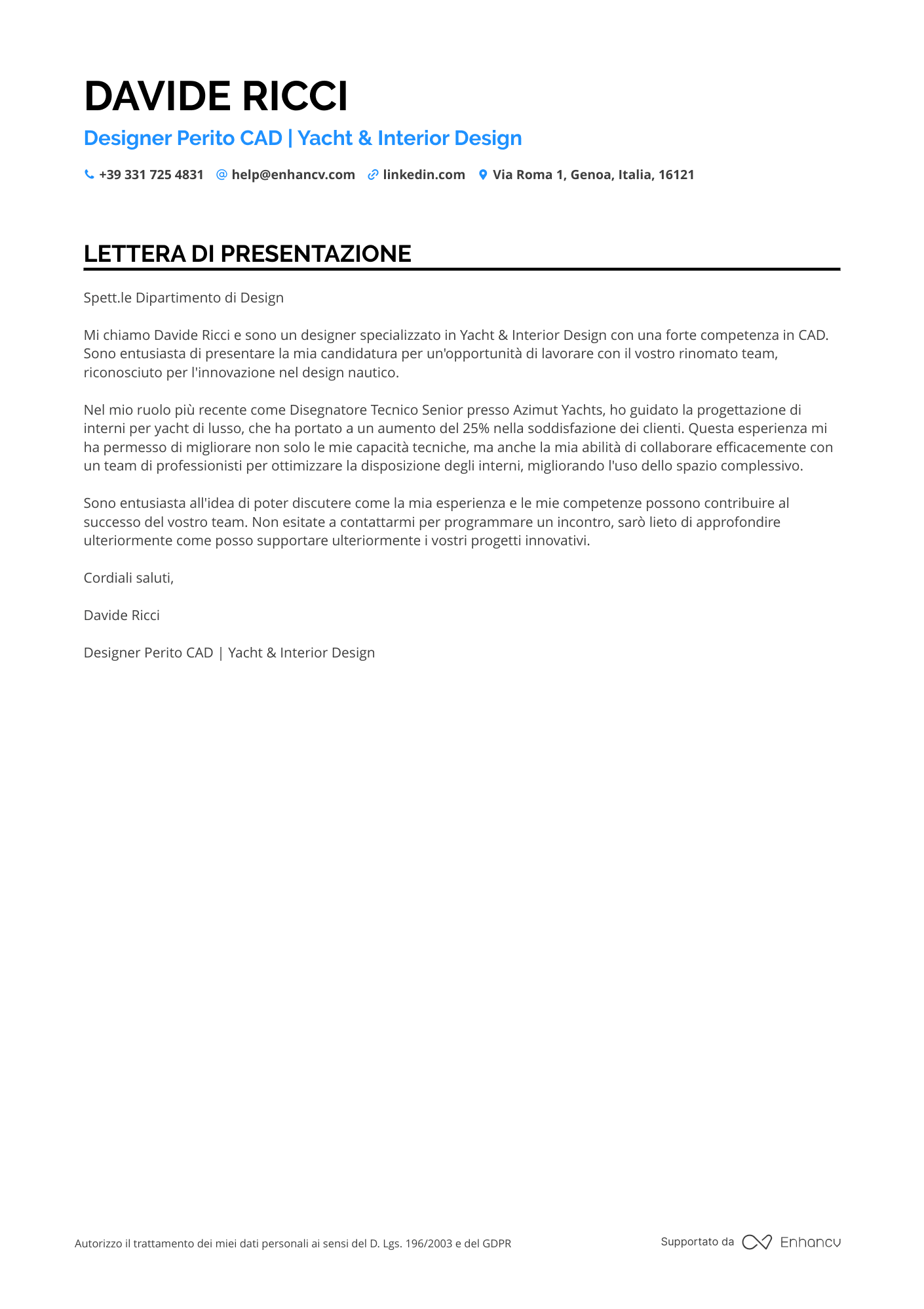 Interior Designer per Appartamenti Resume Example