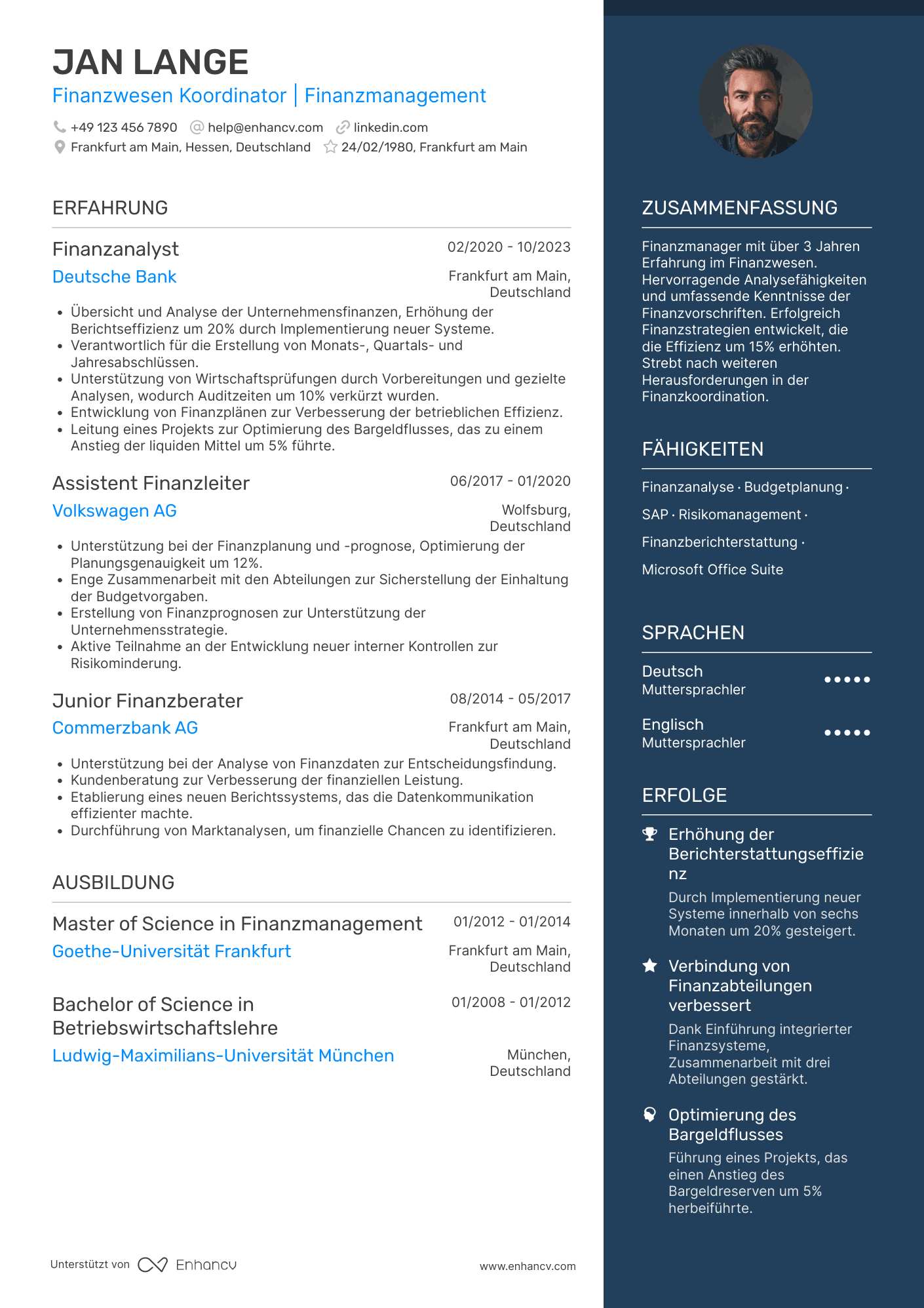 Lebenslauf als Finanzwesen Koordinator Resume Example
