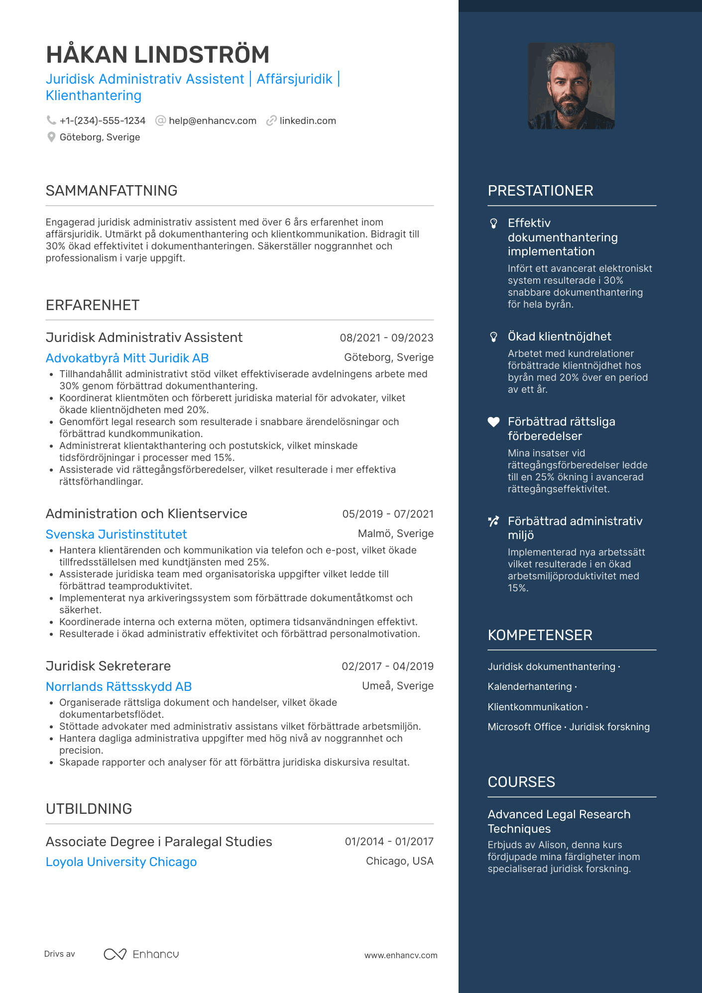 CV för Juridisk Administrativ Assistent Resume Example