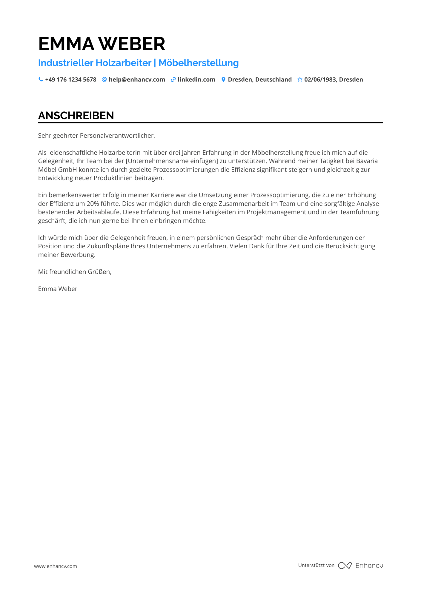 Tischlerlehrling Resume Example