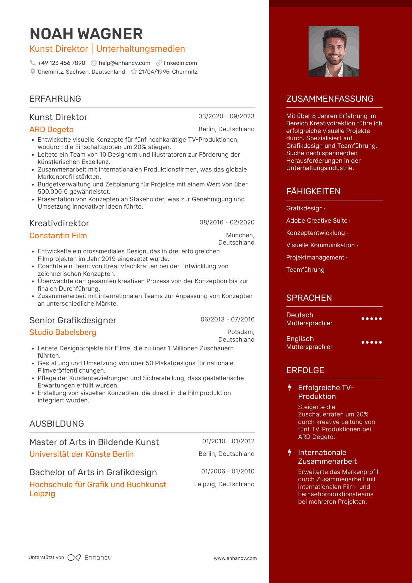 Lebenslauf in Kunst Direktor für Unterhaltungsindustrie Resume Example