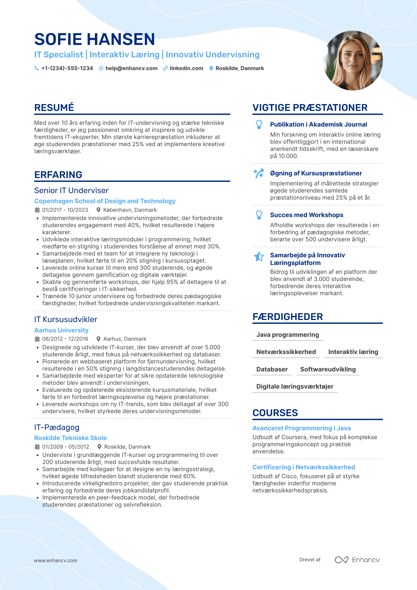 CV til IT lærer Resume Example