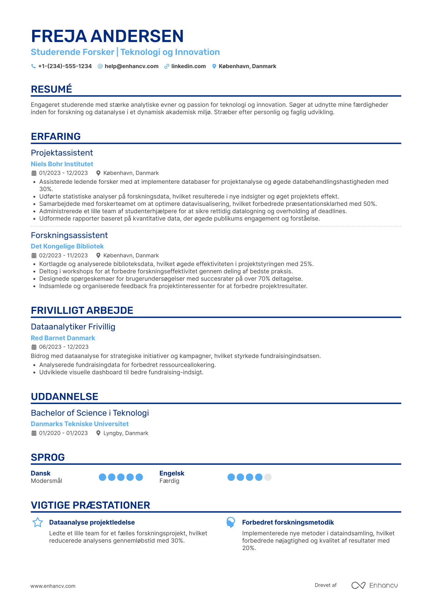 CV til Studerende Forsker Resume Example