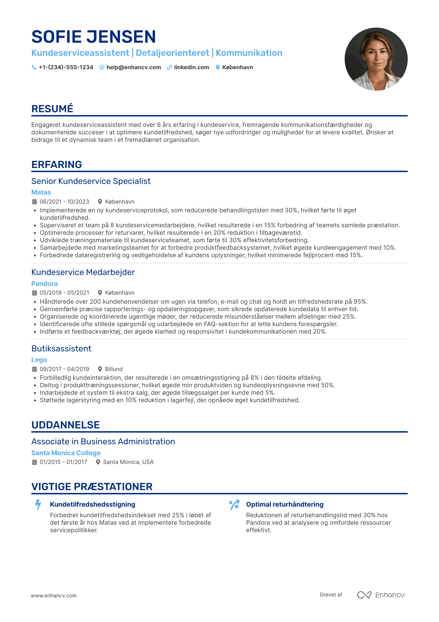 CV til Kundeserviceassistent Resume Example