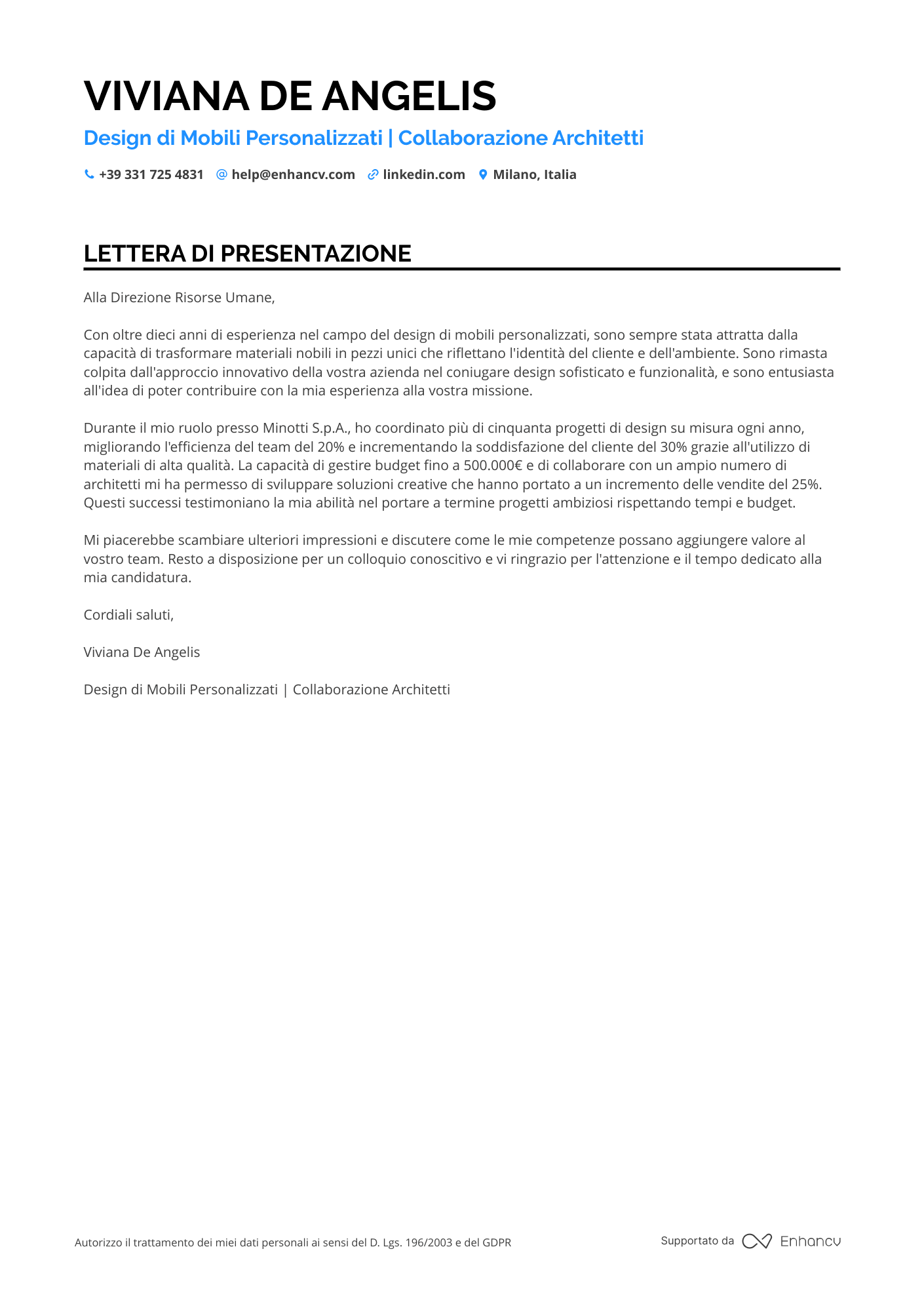 Interior Designer per Ristoranti Resume Example