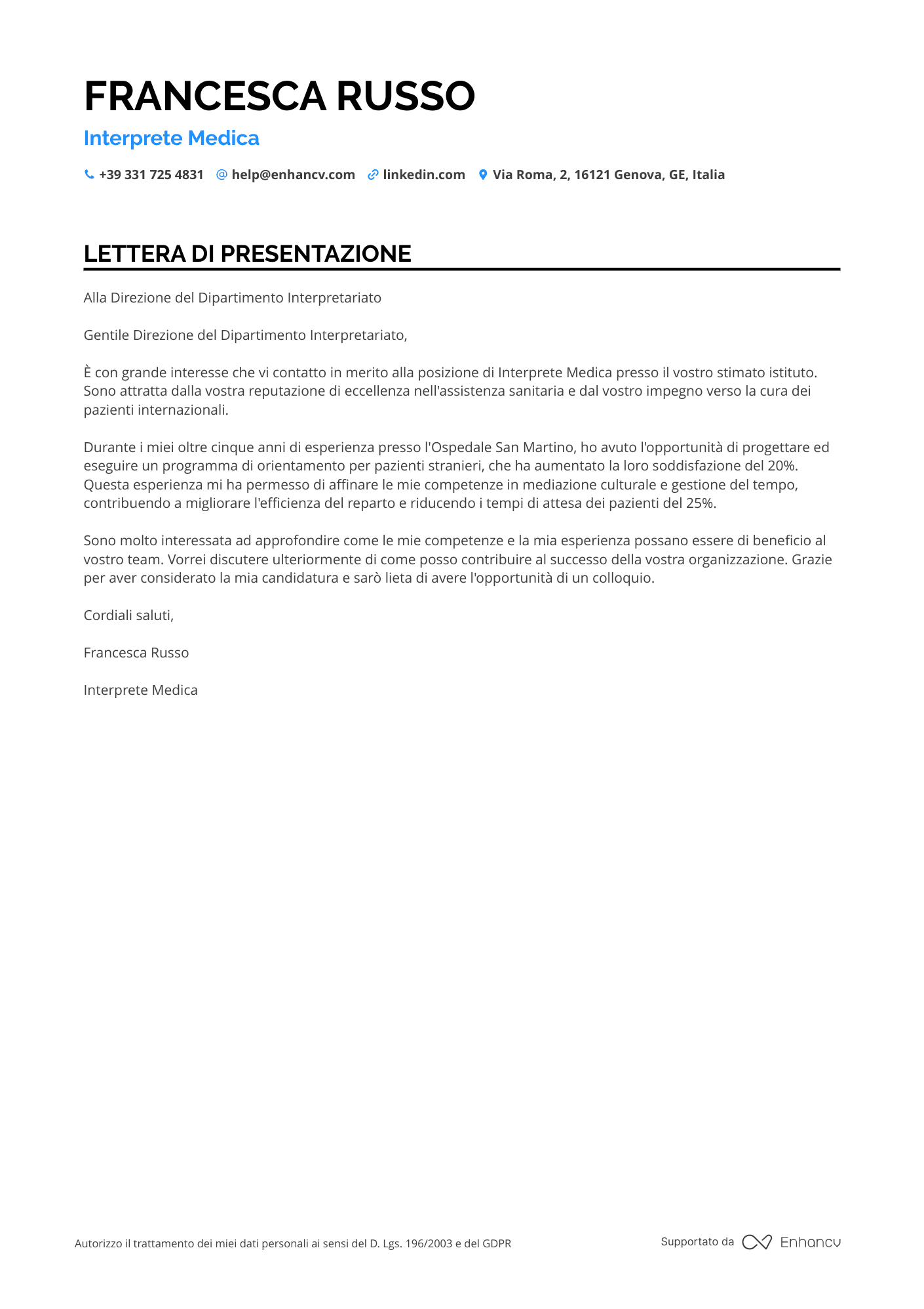 Traduttore Audiovisivo Resume Example