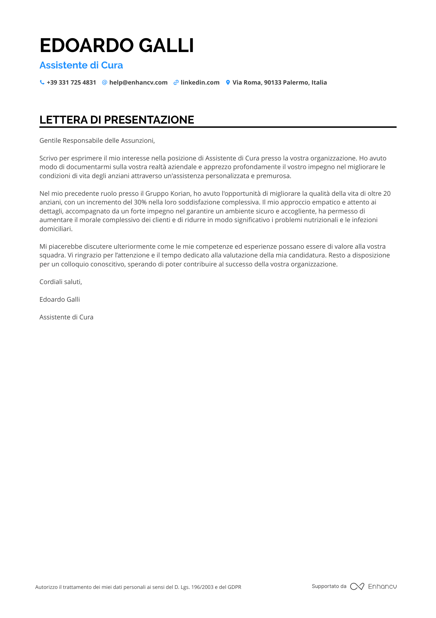 Badante Junior Resume Example