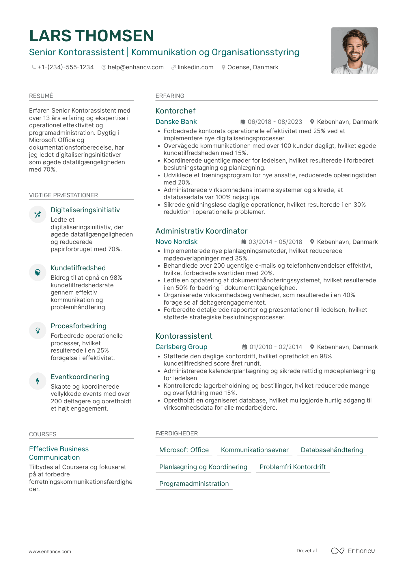 CV til Senior Kontorassistent Resume Example