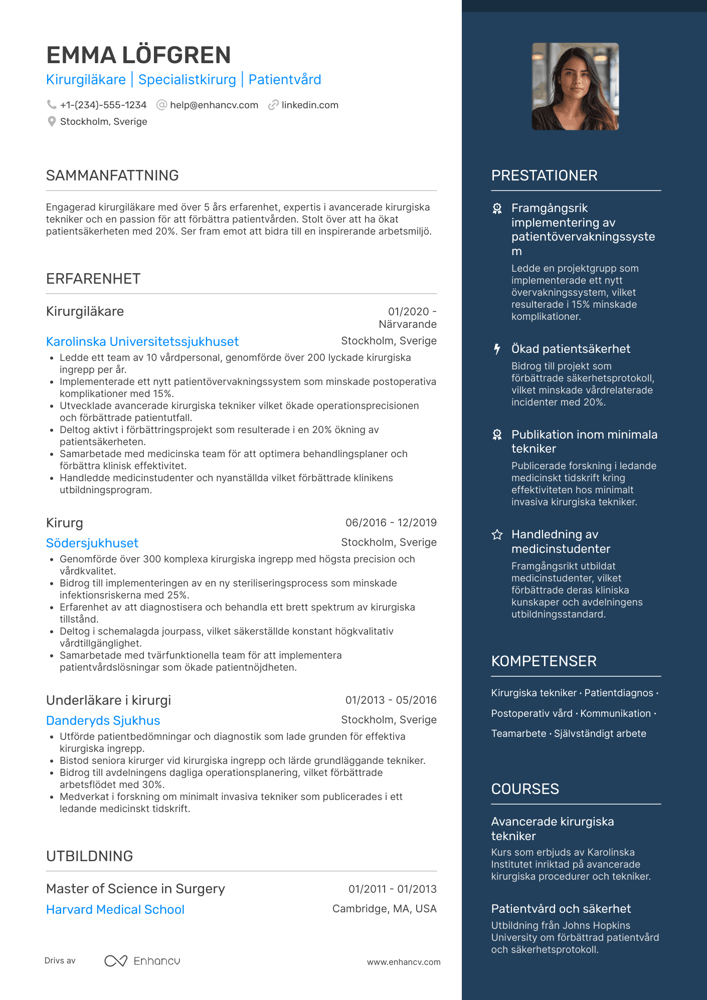 CV för Kirurgiläkare Resume Example