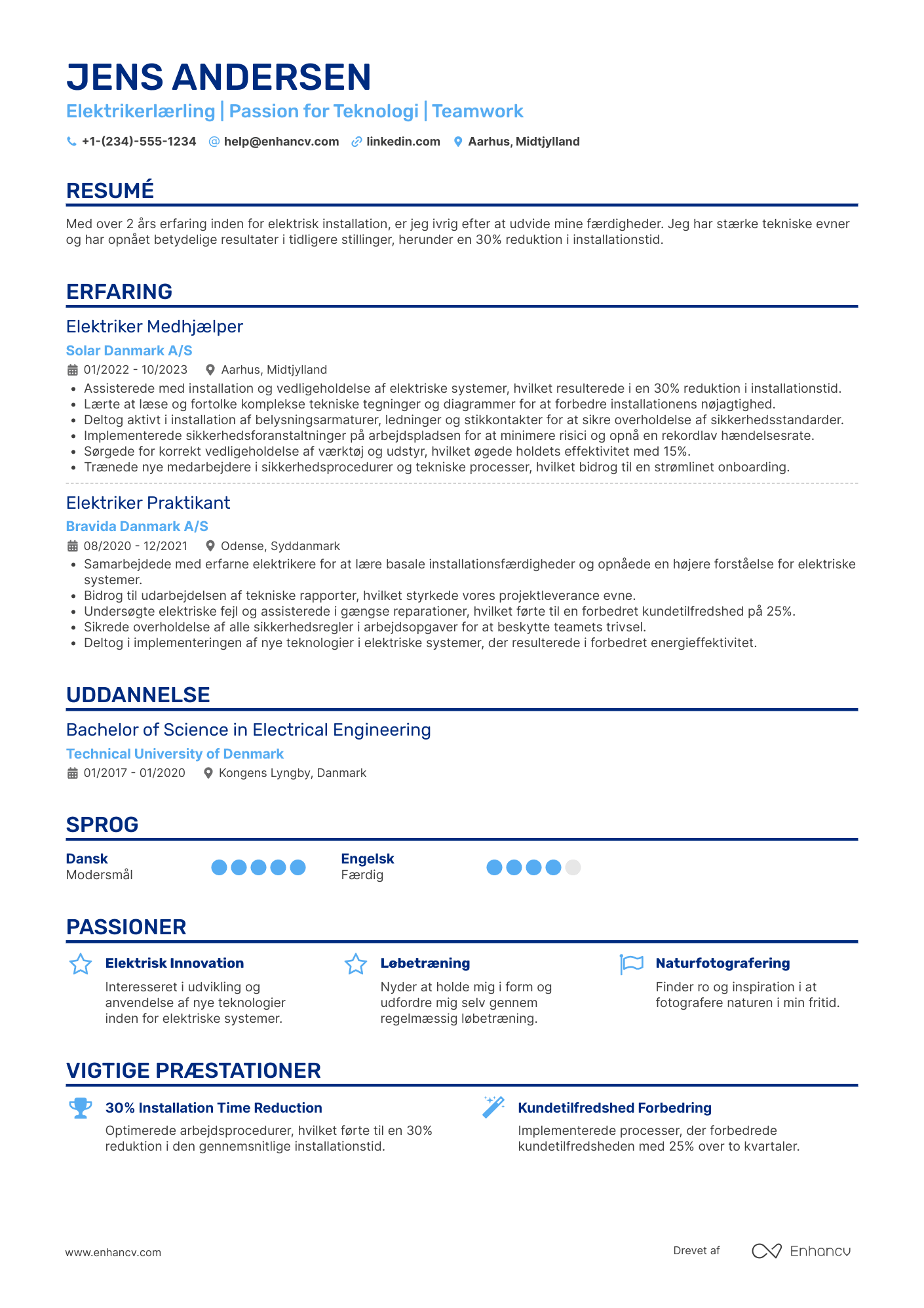 CV til Elektrikerlærling Resume Example