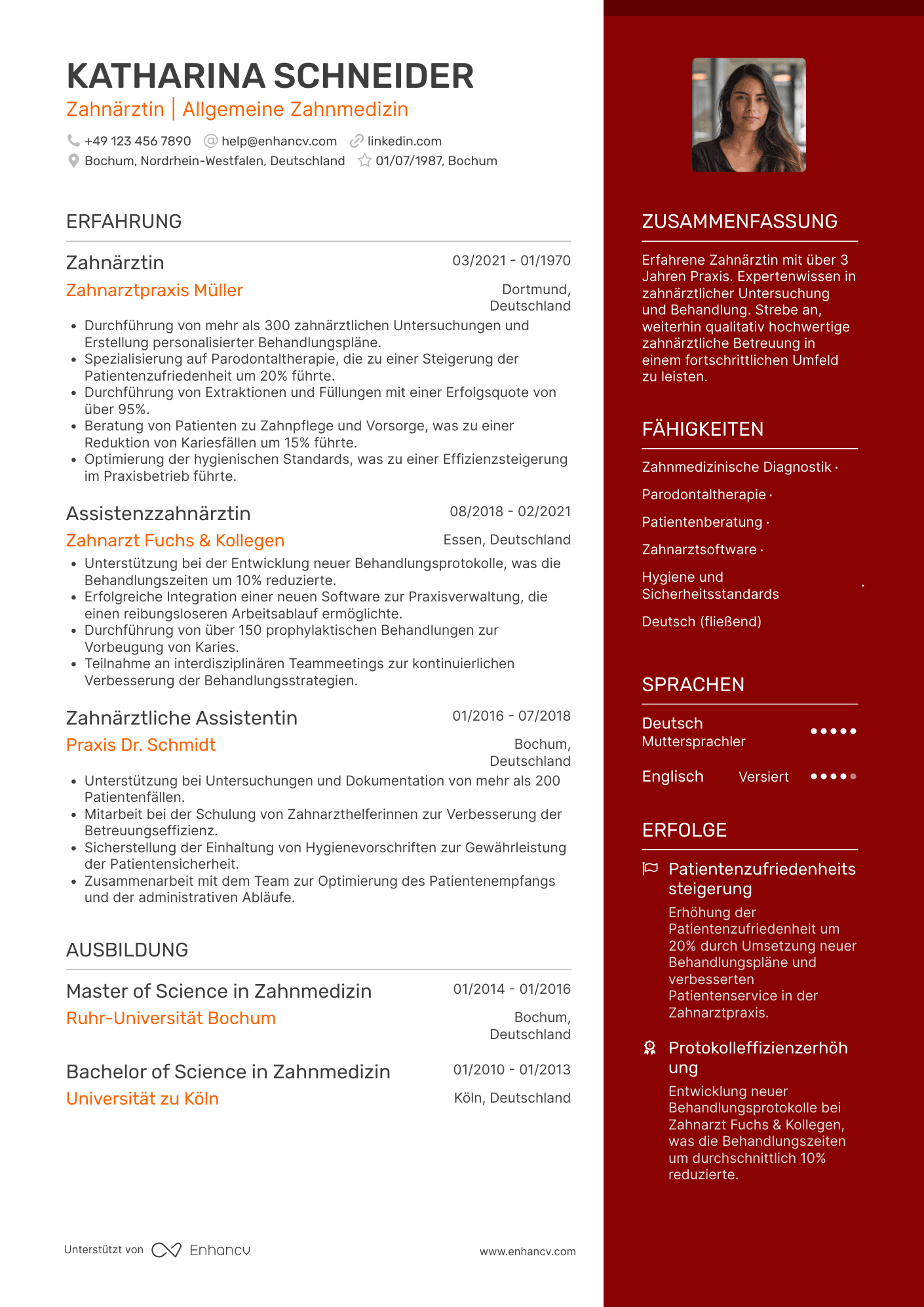 Lebenslauf als Zahnarzt für Teilzeit Resume Example