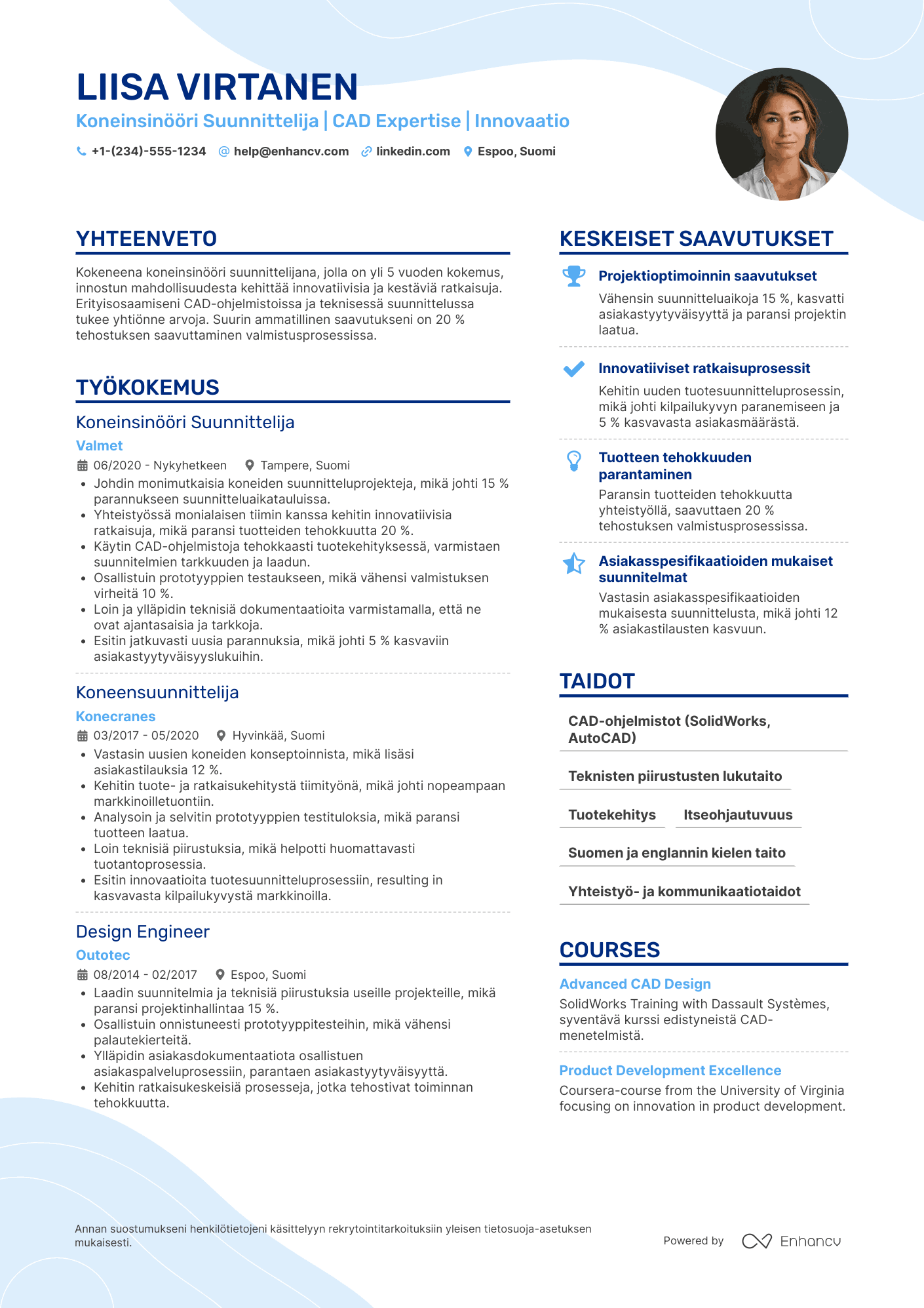 Ansioluettelo Koneinsinööri Suunnittelija Resume Example
