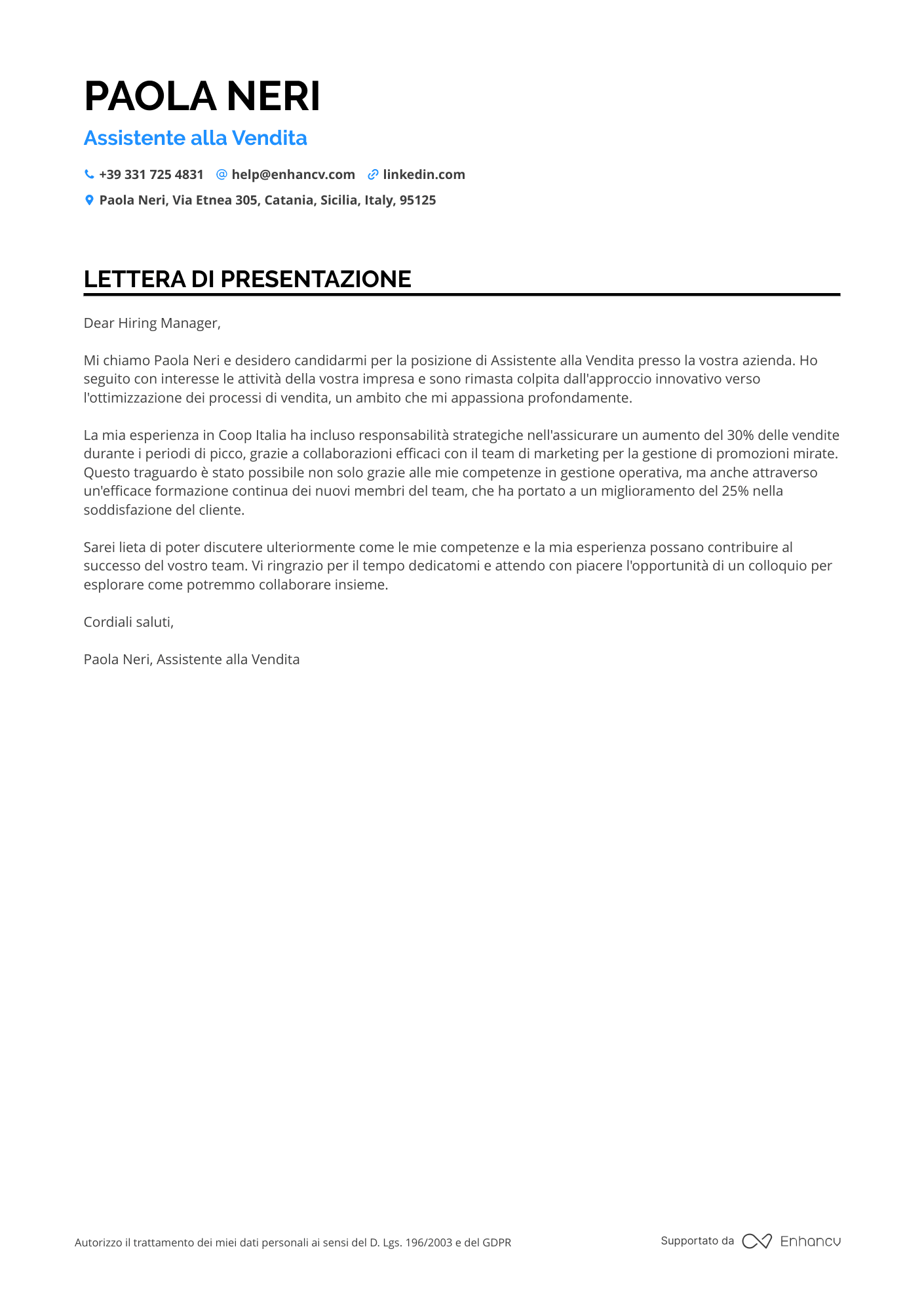 Eurospin Senza Esperienza Resume Example