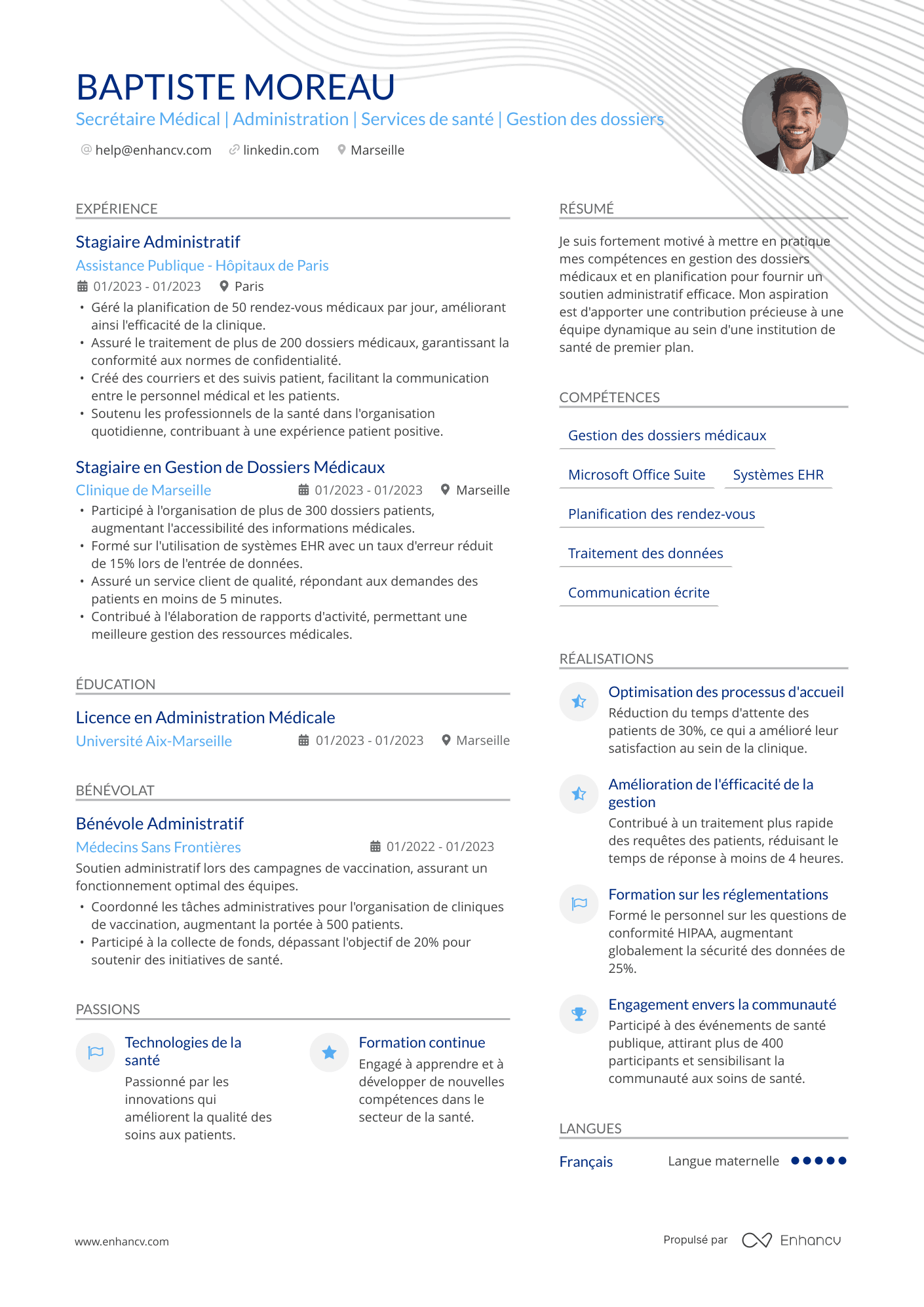 secrétaire médicale Resume Example
