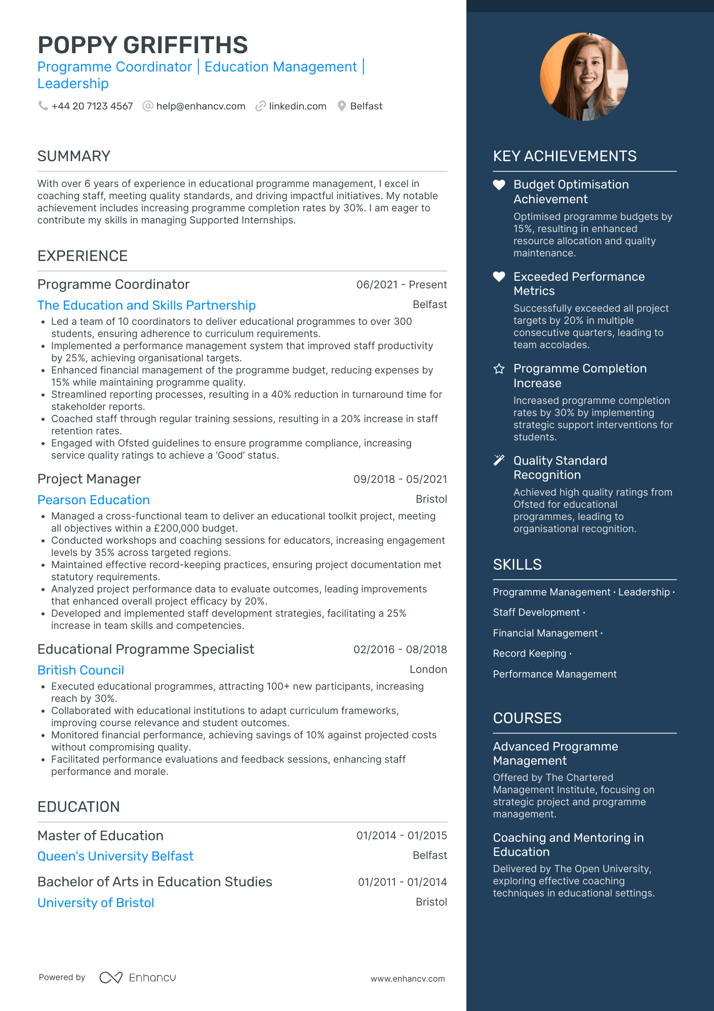 Math Education Programme Coordinator Resume Example