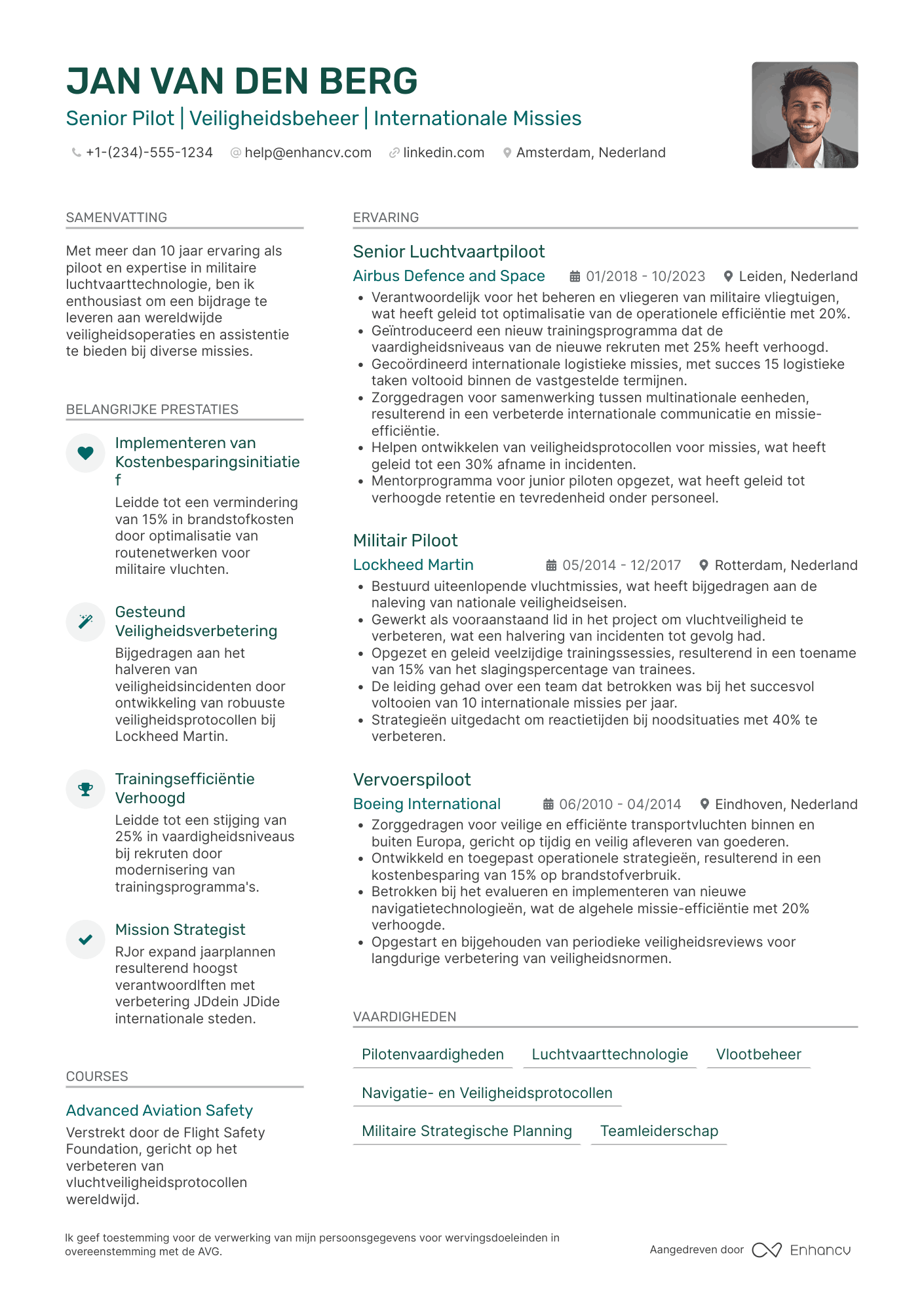 CV voor Militair Piloot   Luchtvaart Resume Example