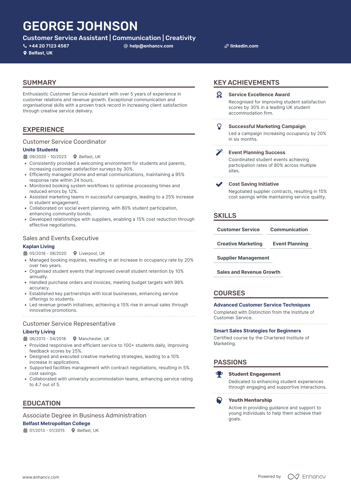 Marketing and Customer Service Assistant Resume Example