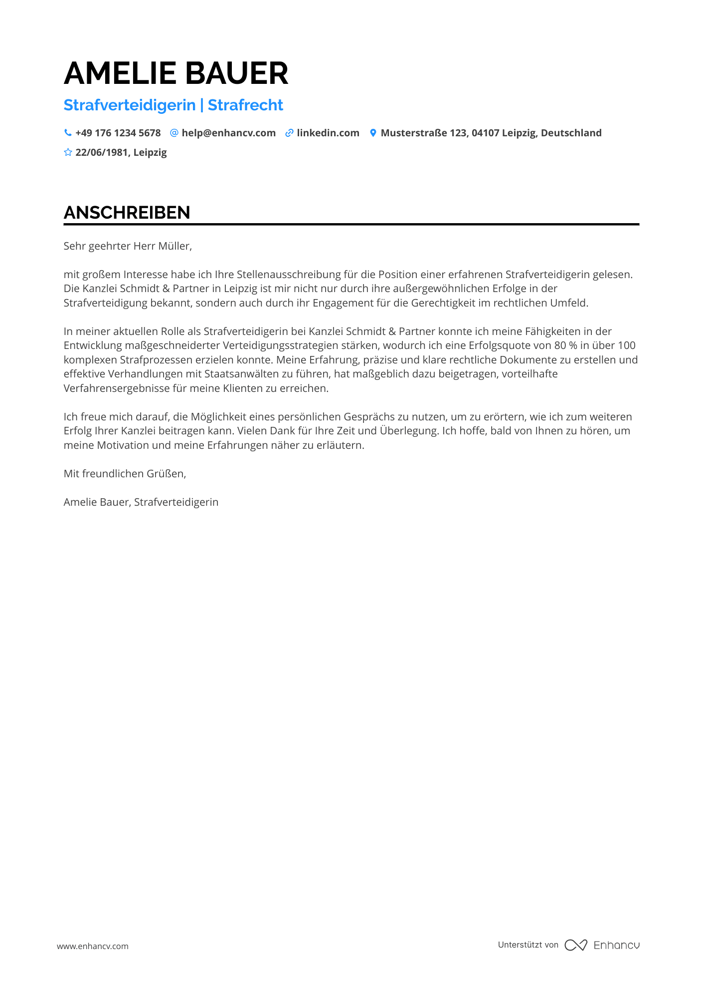 Strafverteidiger Jurist Resume Example