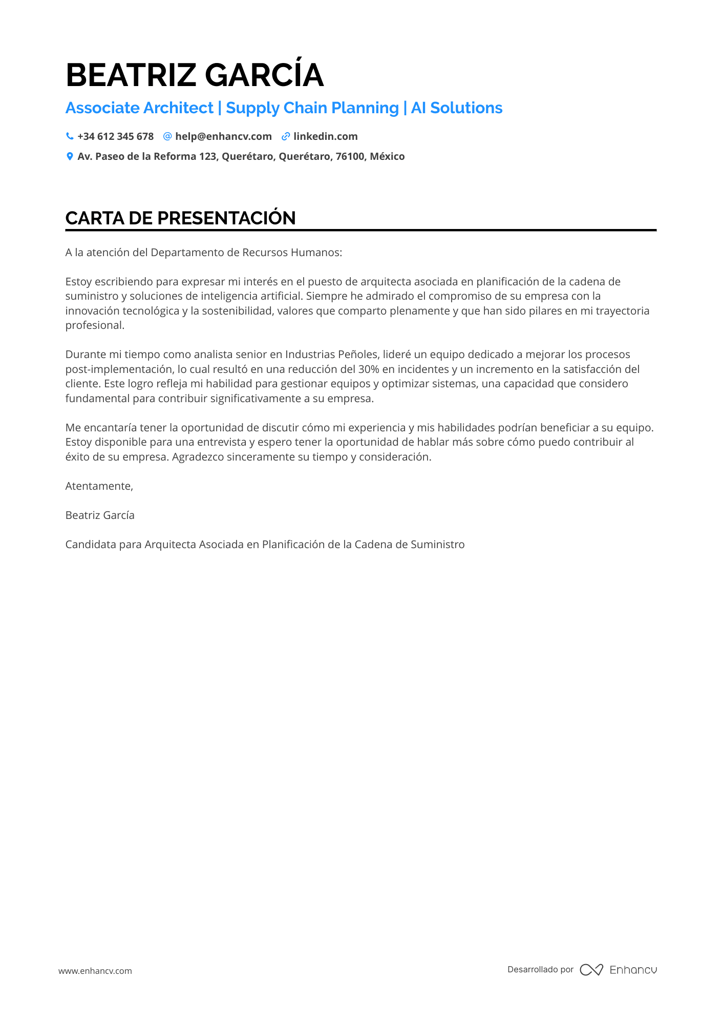 Arquitecto Asociado Resume Example