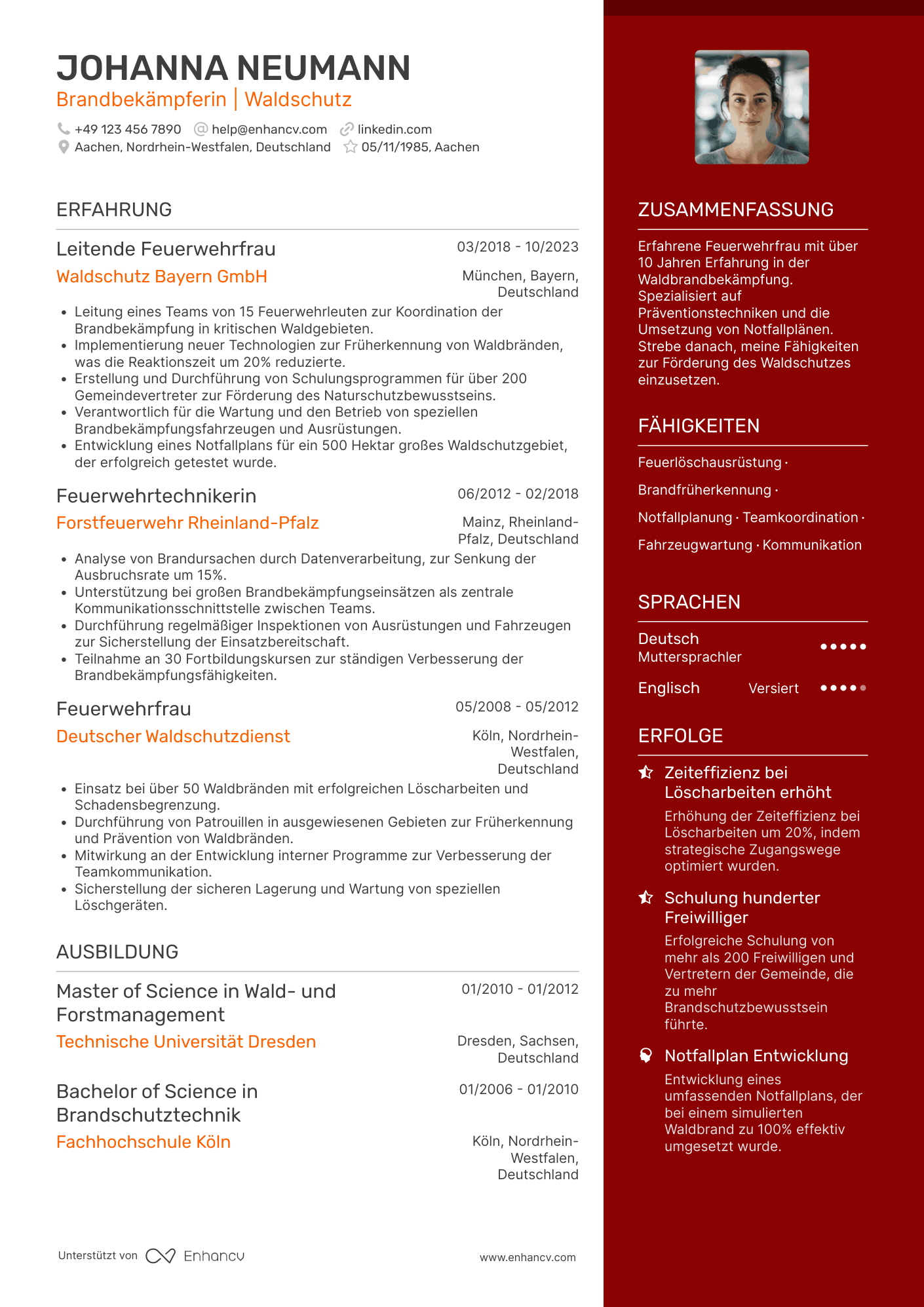 Lebenslauf in Feuerwehrmann für Waldindustrie Resume Example