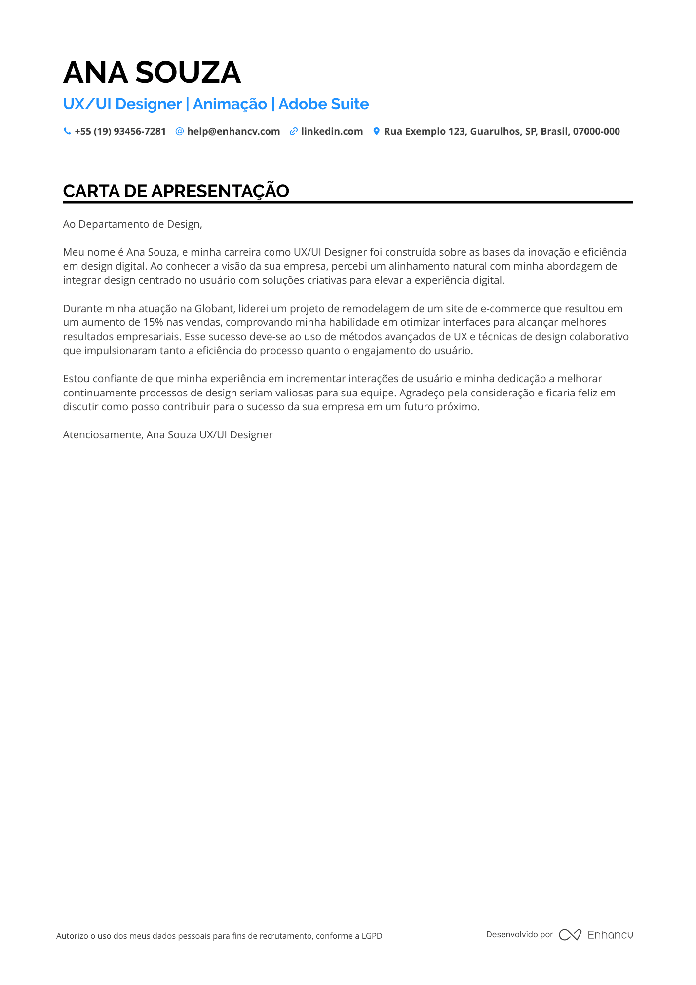 Designer de Web Sênior Resume Example