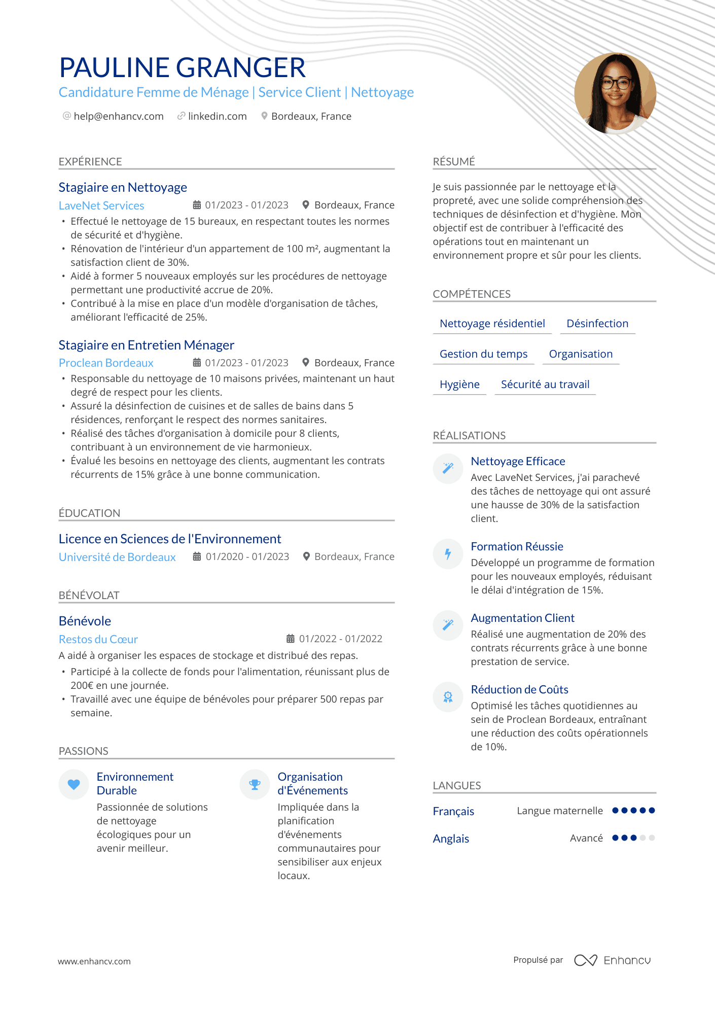 Femme de ménage sans diplôme Resume Example