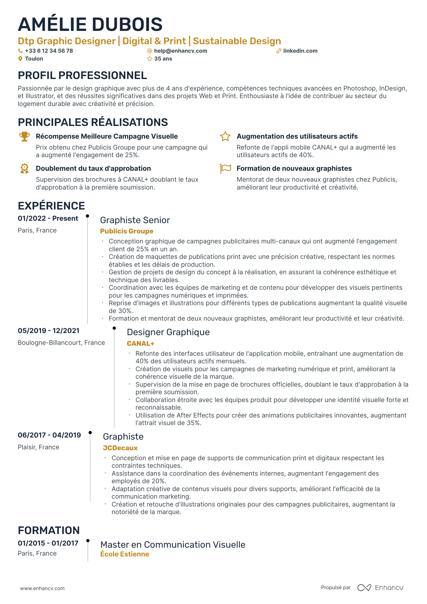 Graphiste Print Resume Example