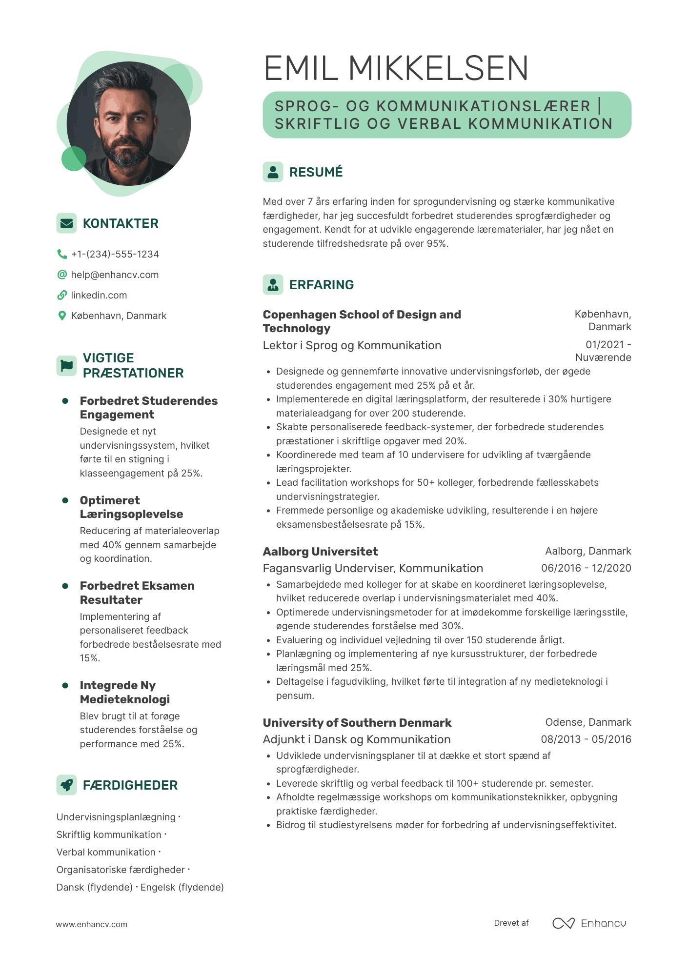 CV til Sprog  og kommunikationslærer Resume Example