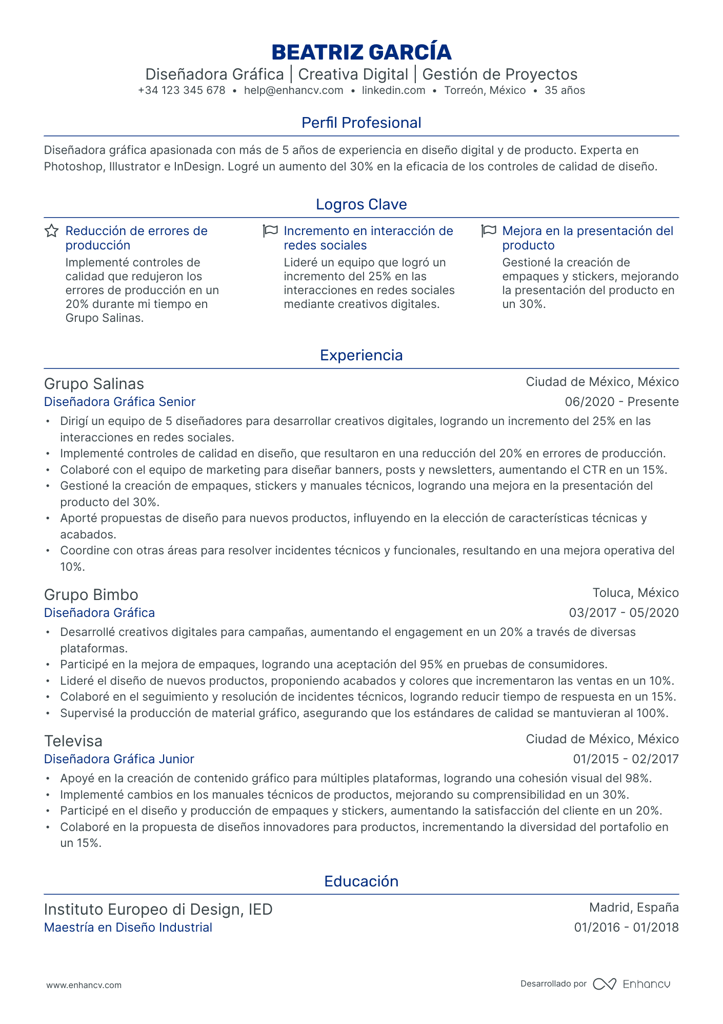 Diseñador Gráfico de Animación Resume Example