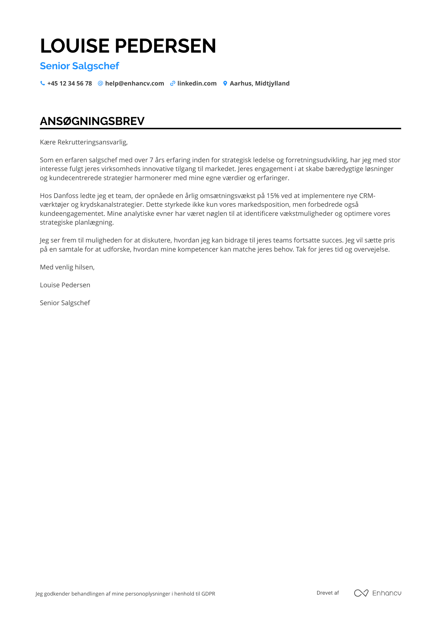 Ansøgningsbrev til Senior Salgschef Resume Example