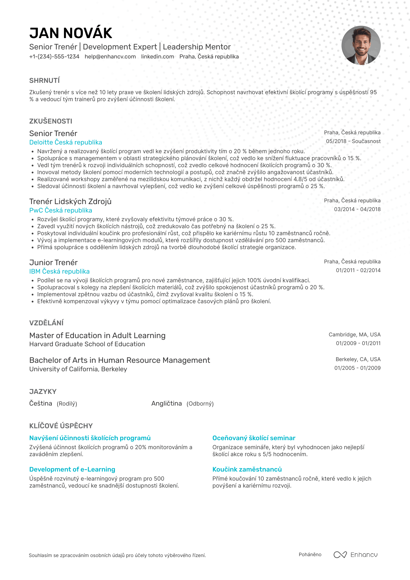 Životopis pro Senior Trenér Resume Example