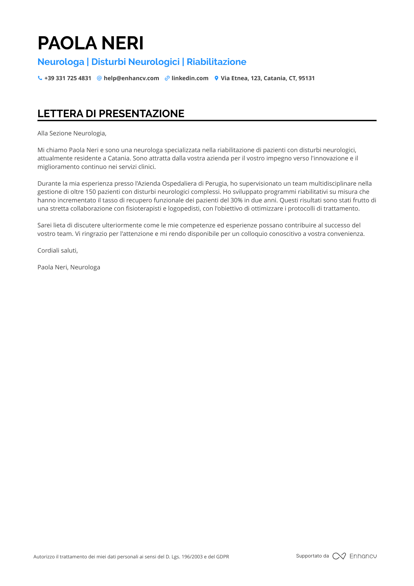 Fisioterapista Neurologico Resume Example