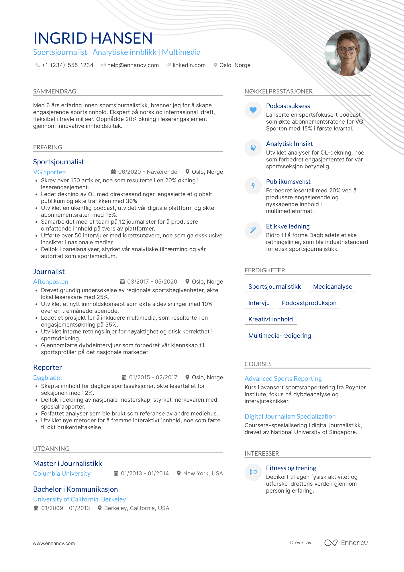 CV for Sportsjournalist Resume Example
