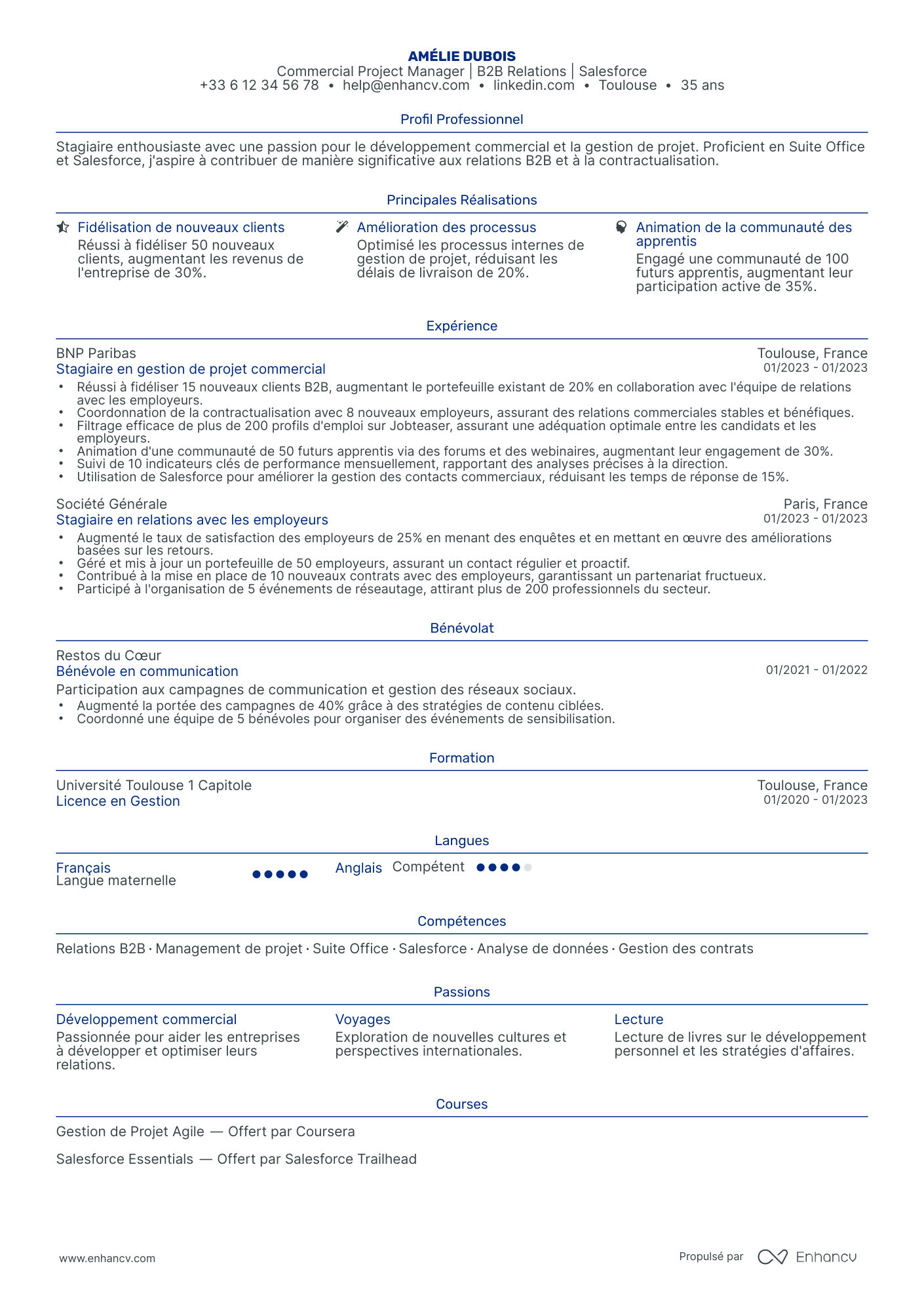 Stage Commercial Resume Example