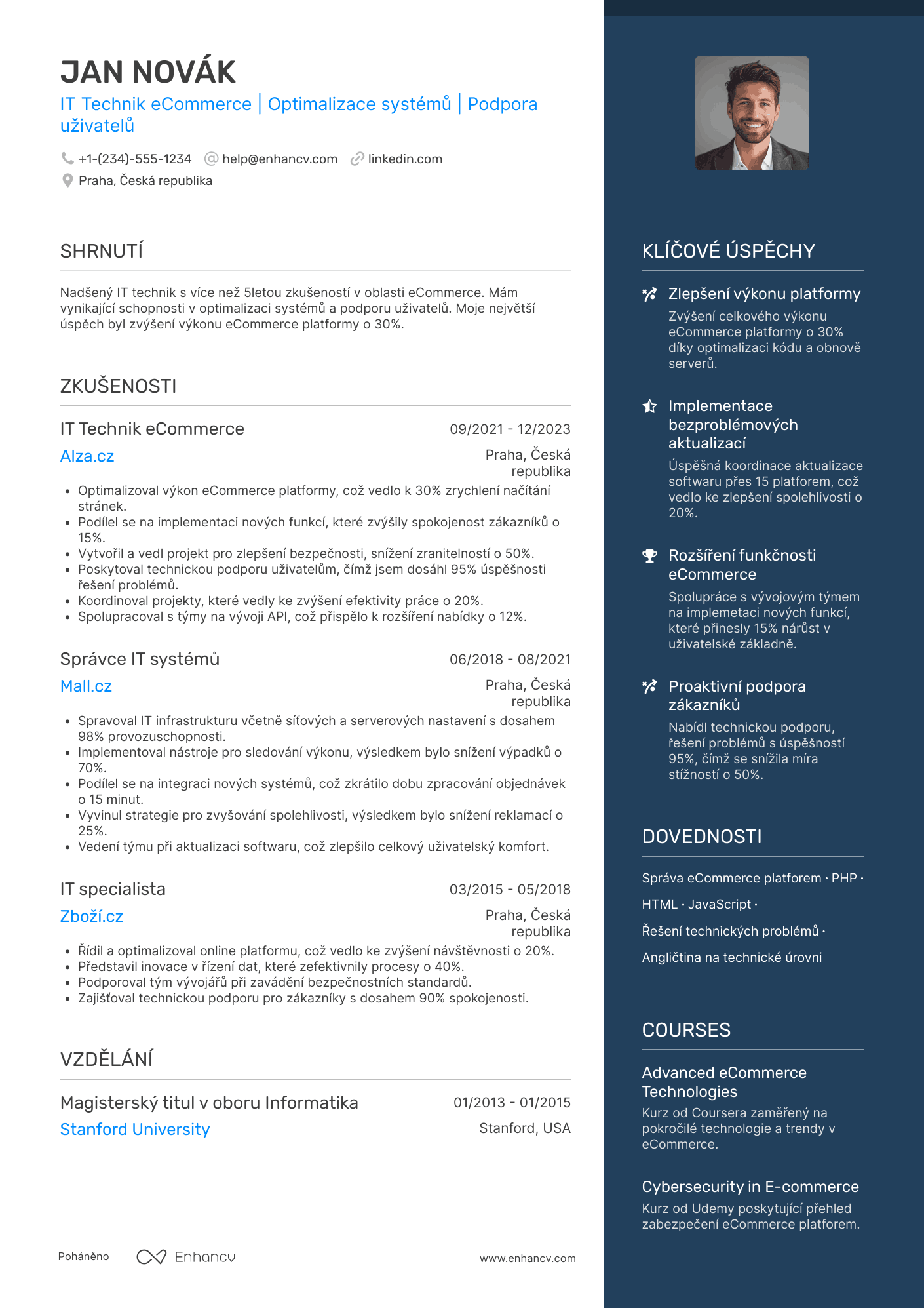 Životopis pro IT Technik eCommerce Resume Example