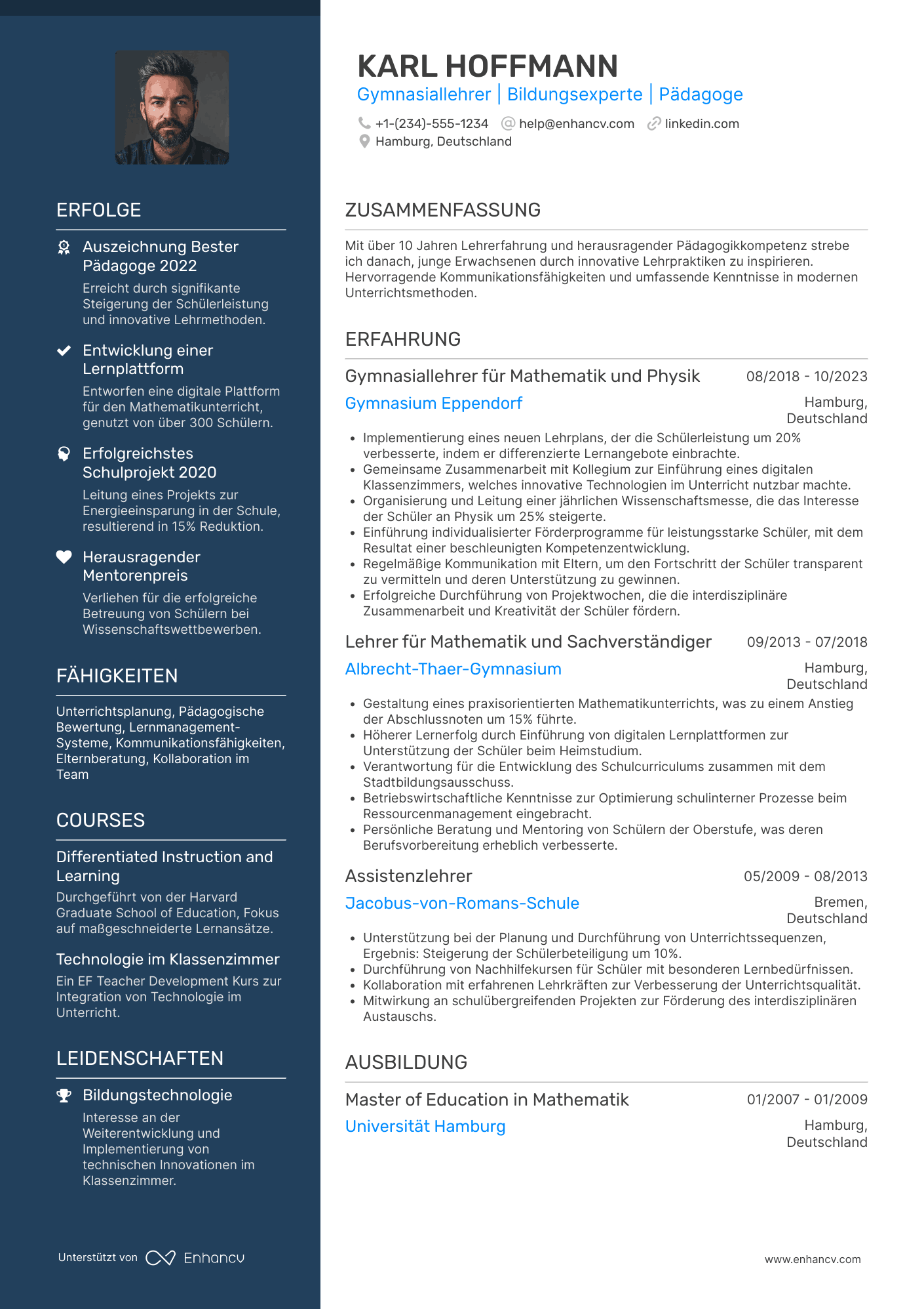 Gymnasiallehrer Resume Example