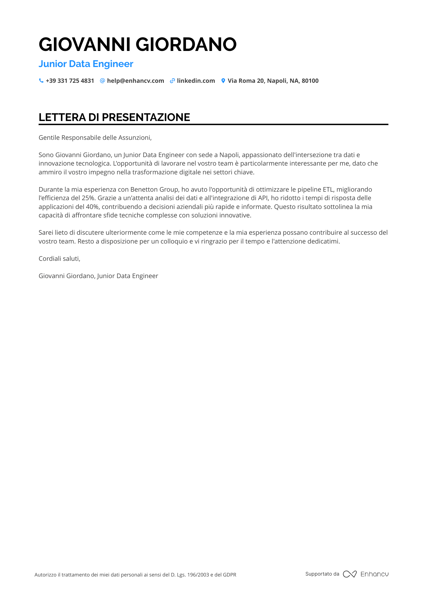 Estetista Junior Resume Example
