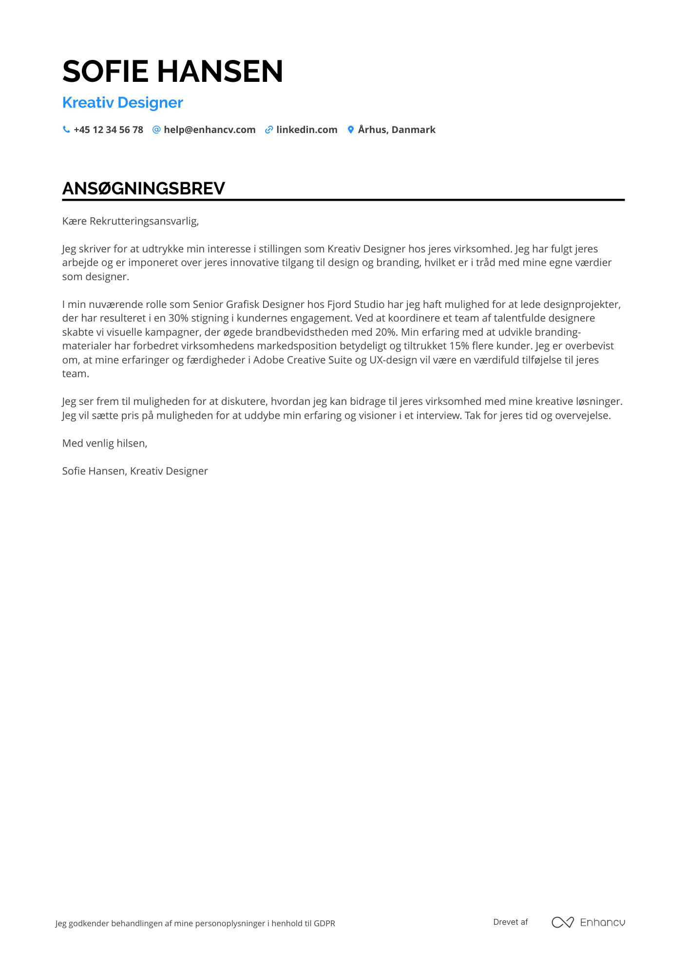 Ansøgningsbrev til Kreativ Designer Resume Example