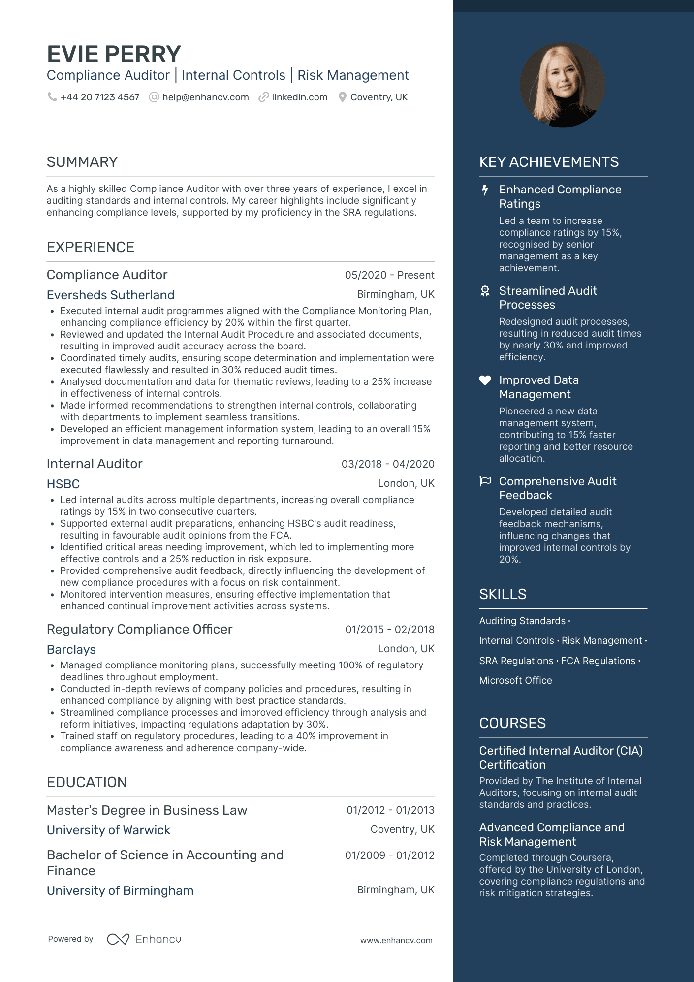 Compliance Auditor Resume Example