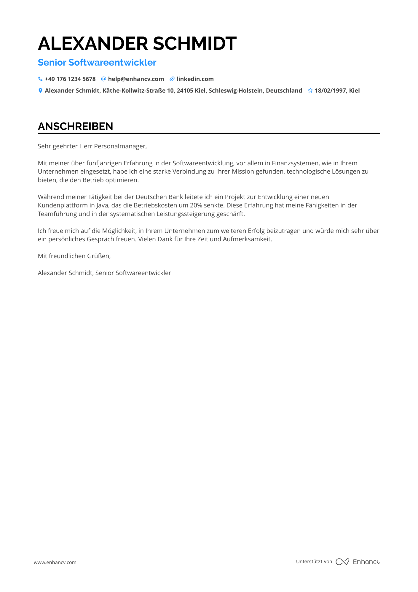 Softwareentwickler für Finanzdienstleistungen Resume Example