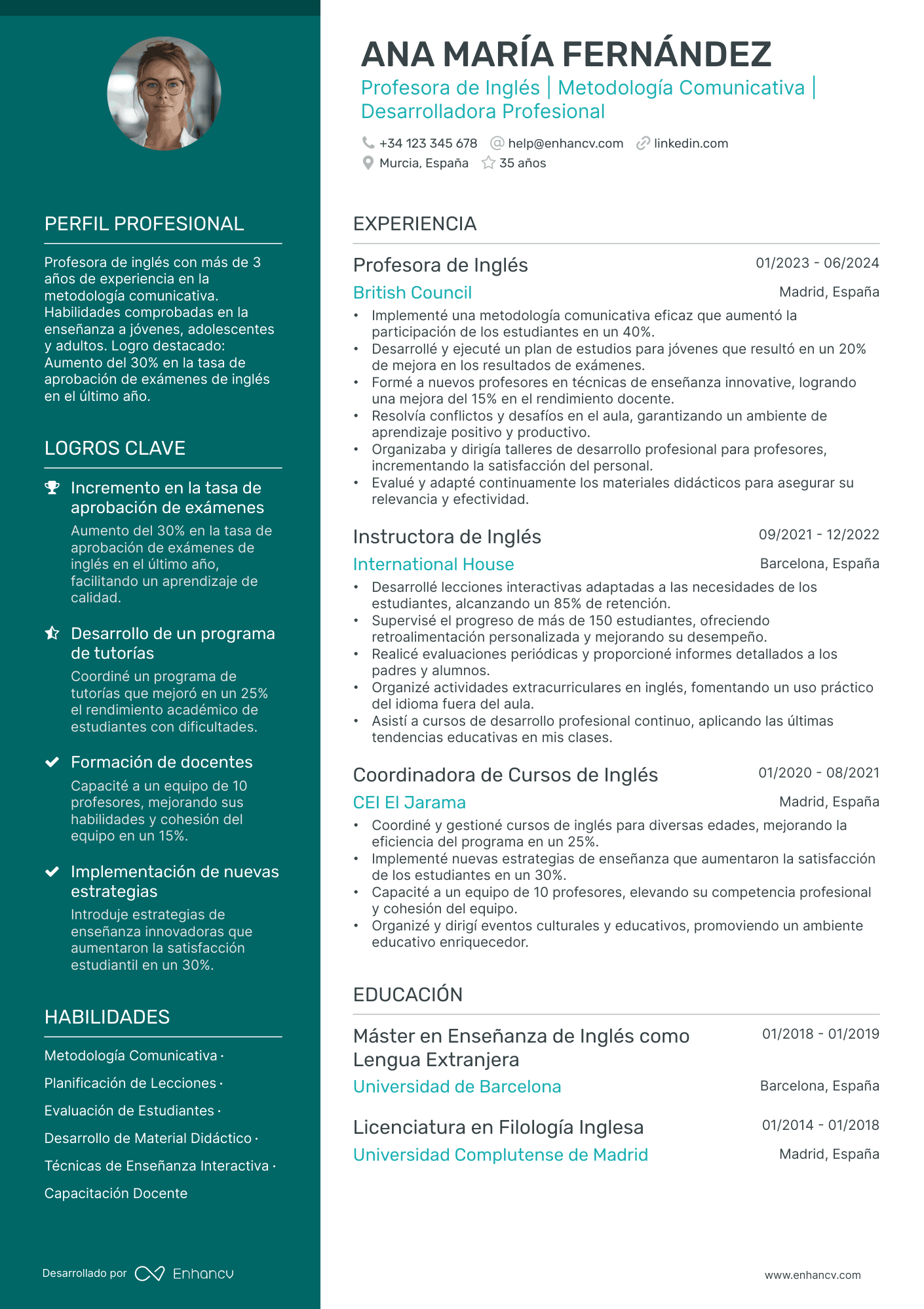 Maestro de Español Resume Example