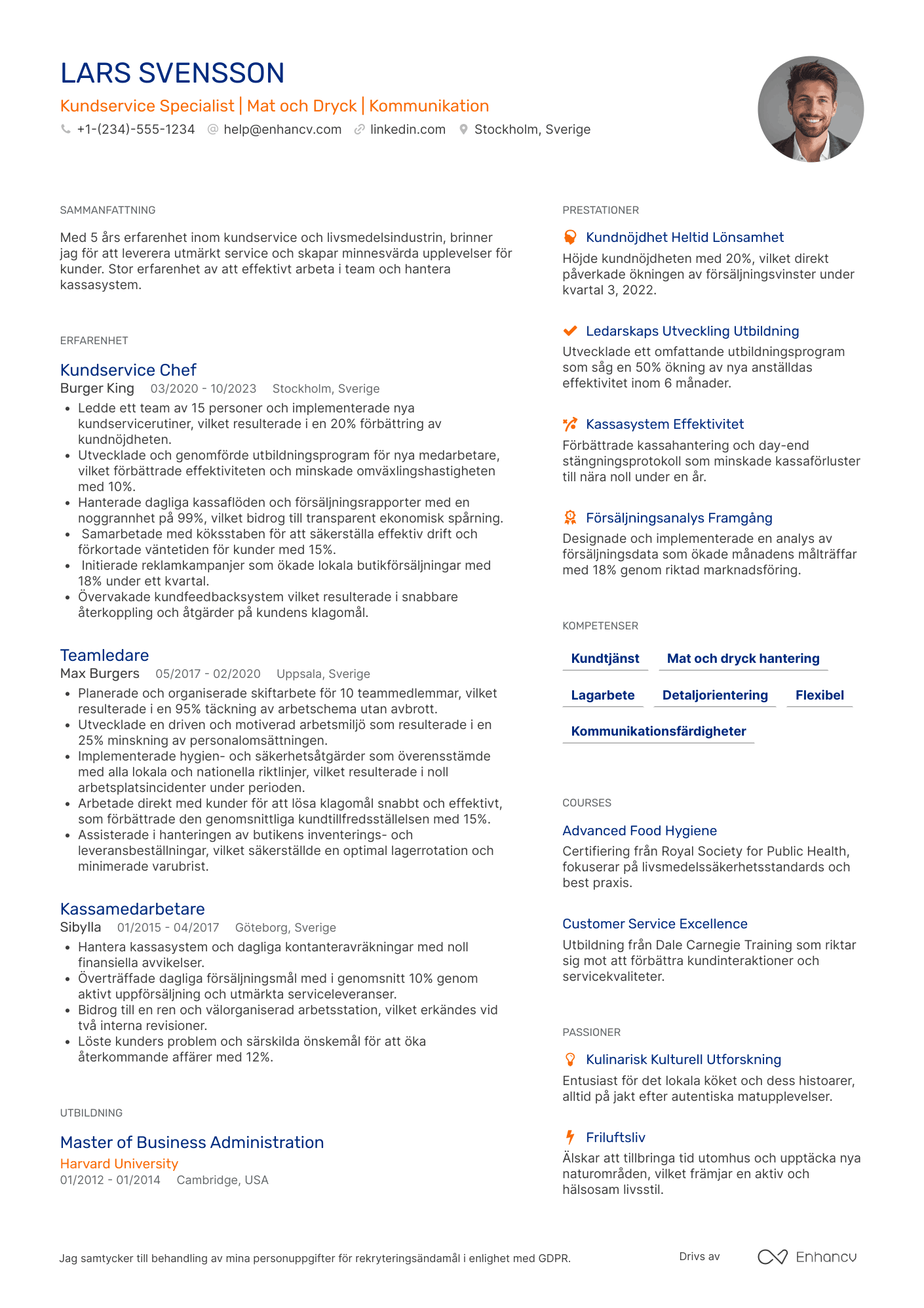 CV för McDonald's Nybörjare Besättningsmedlem Resume Example