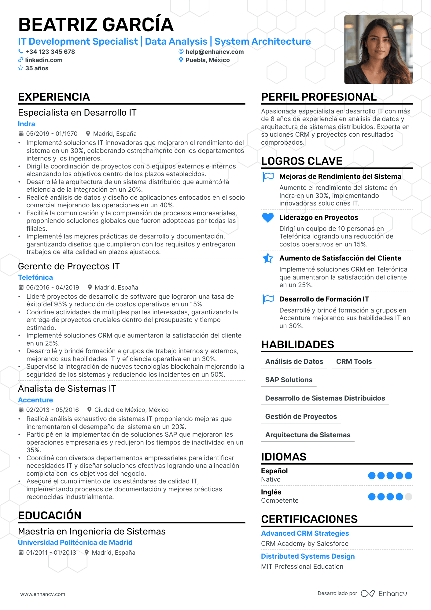 Consultor de Informática Resume Example