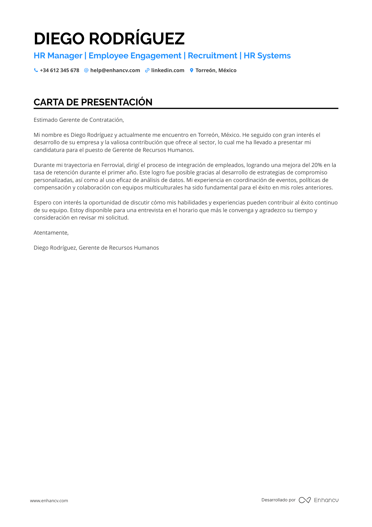 Analista de Recursos Humanos Resume Example