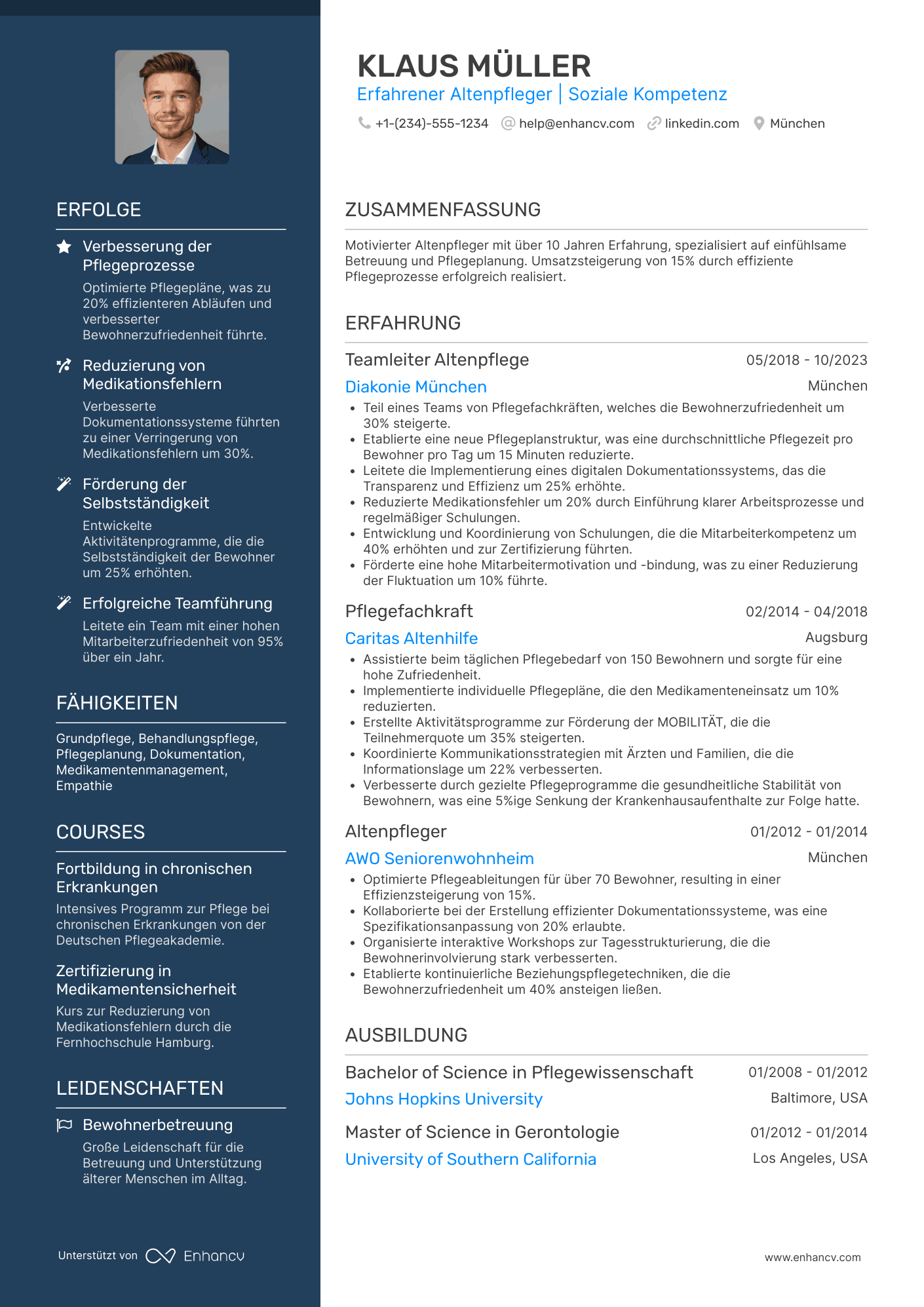 Lebenslauf Altenpfleger Resume Example