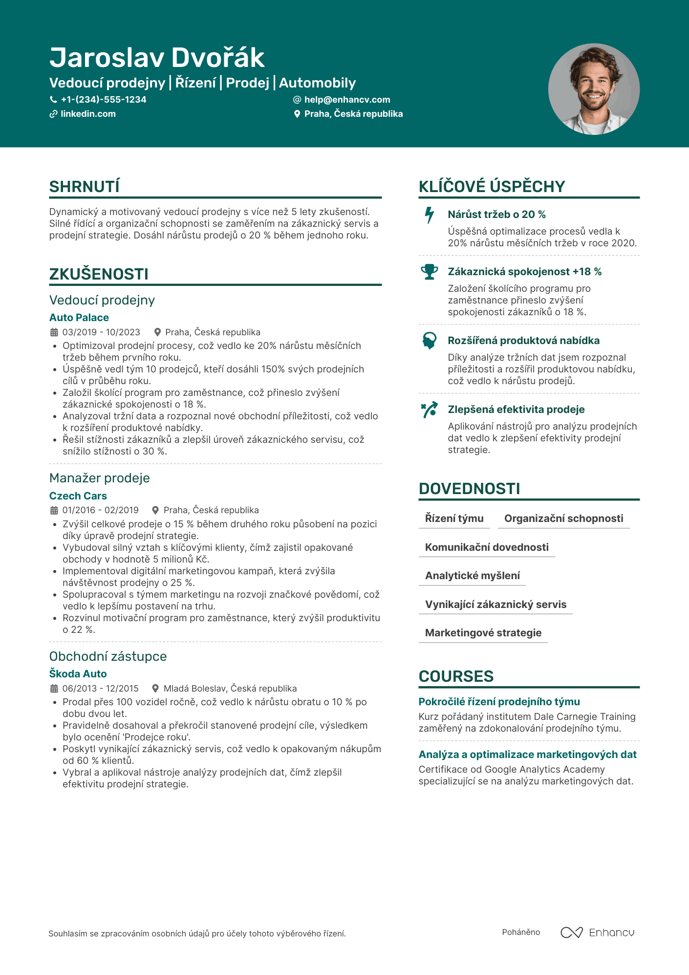 Životopis pro Vedoucí prodejny automobilů Resume Example