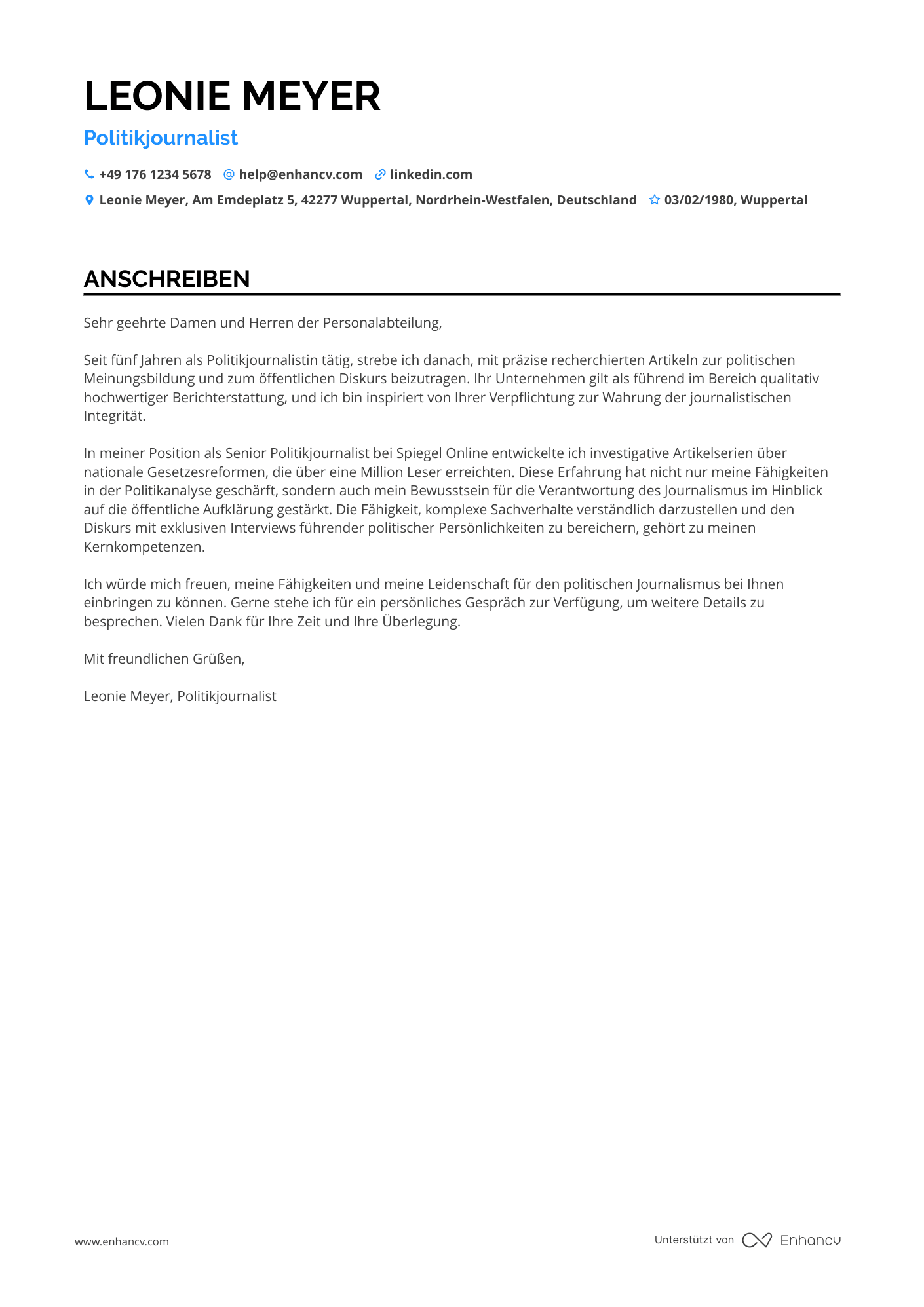 Politikjournalist Resume Example