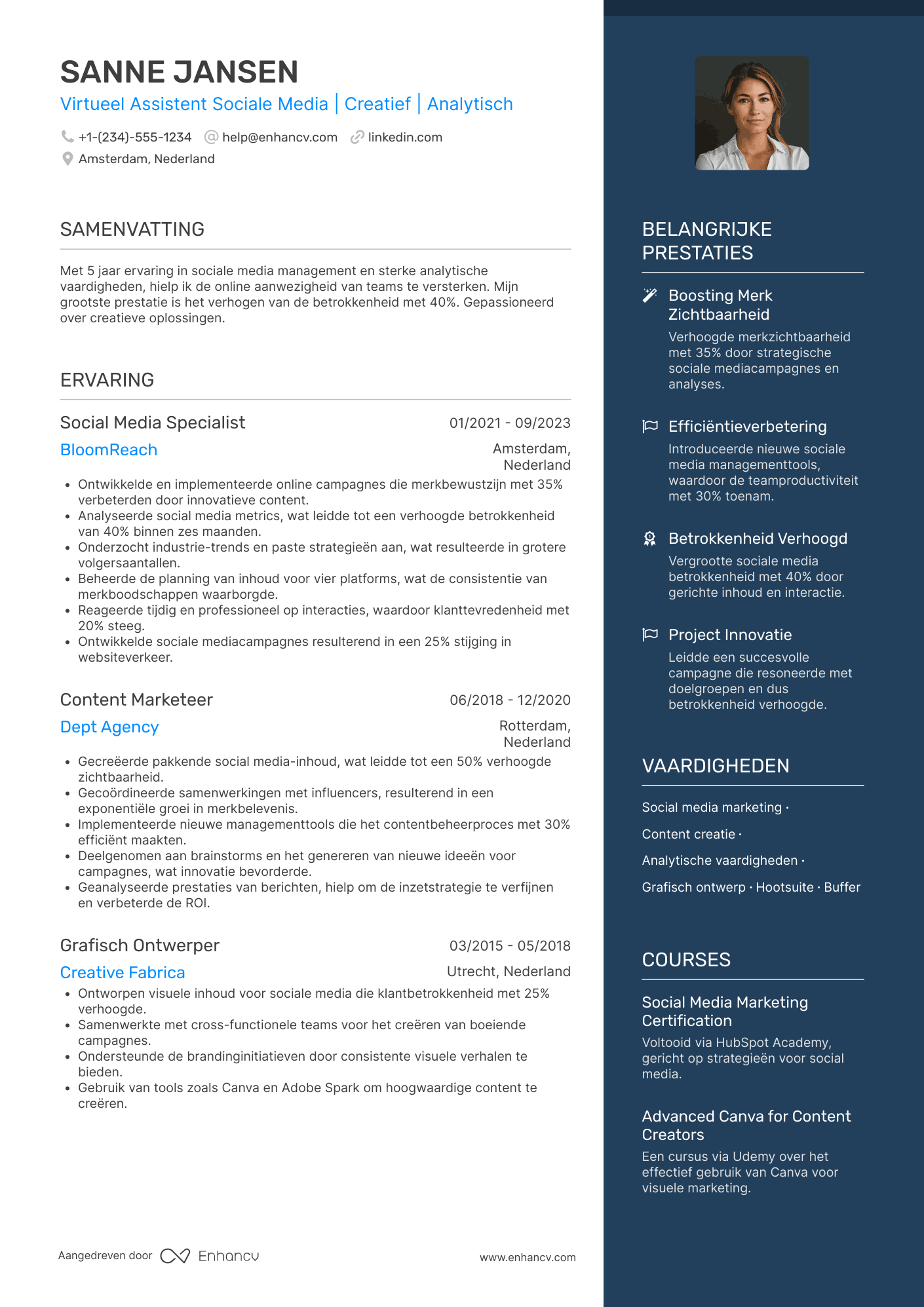 CV voor Virtueel Assistent Sociale Media Resume Example