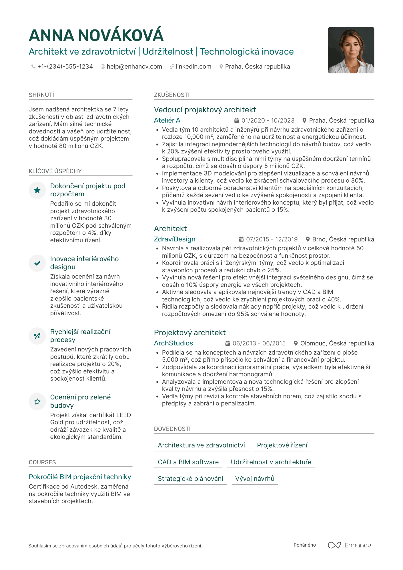 Životopis pro Architekt ve zdravotnictví Resume Example