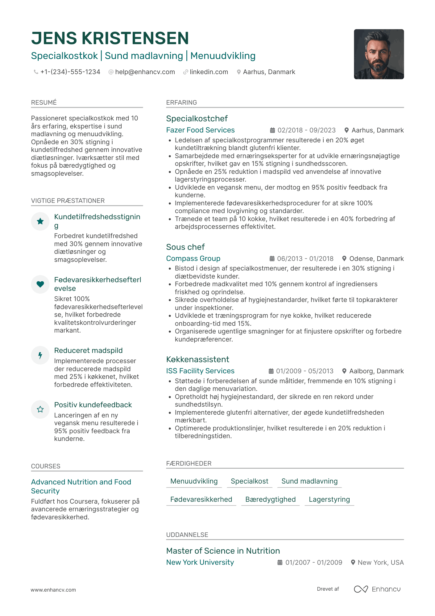 CV til Specialkostkok Resume Example